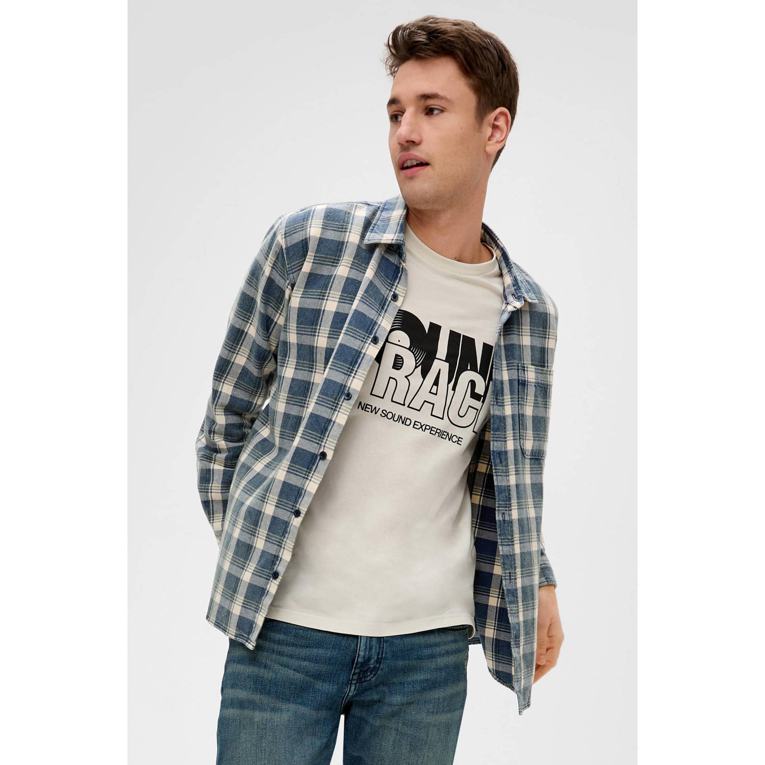 Q S by s.Oliver casual overhemd blauw