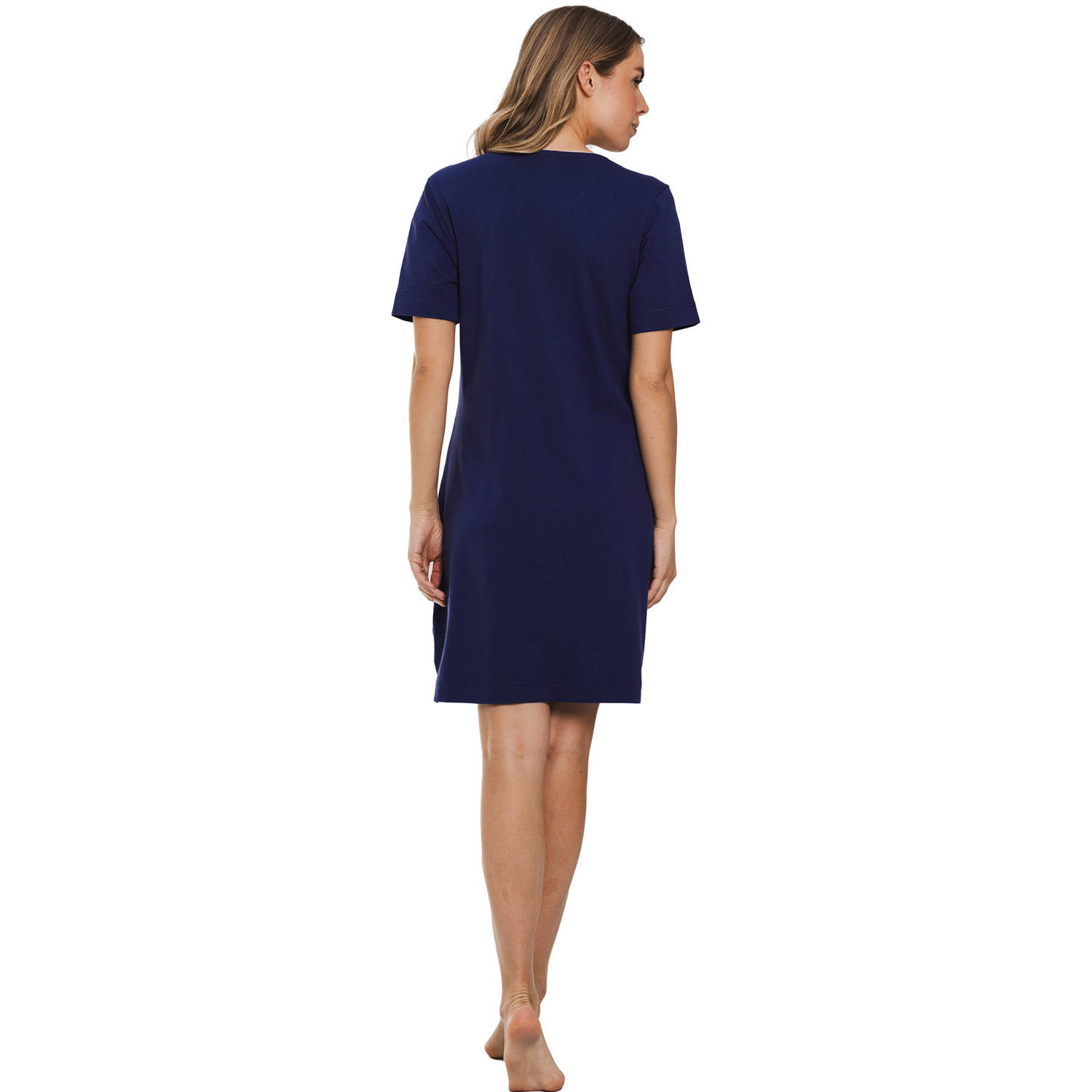 Pastunette nachthemd donkerblauw wit roze