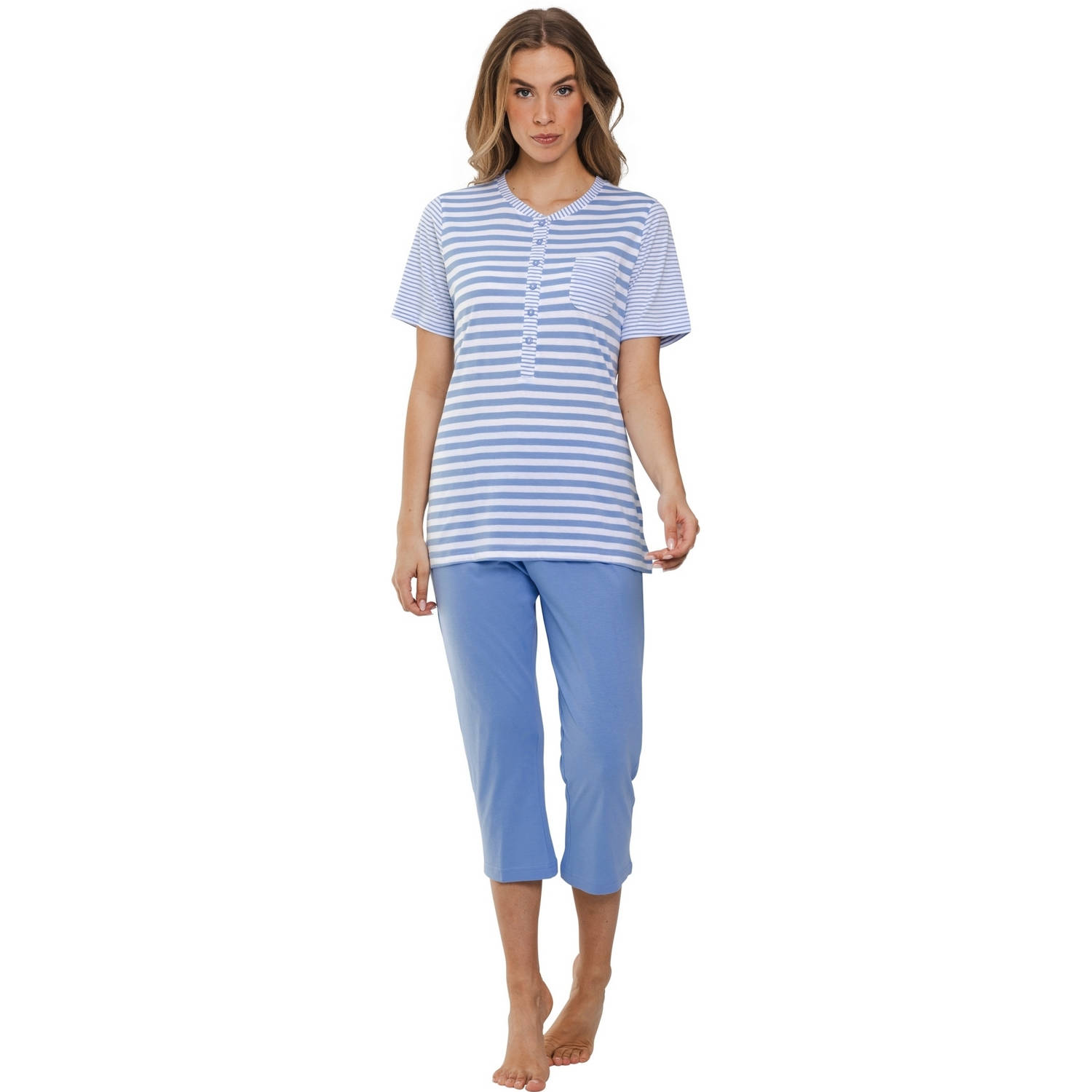 Pastunette pyjama blauw wit