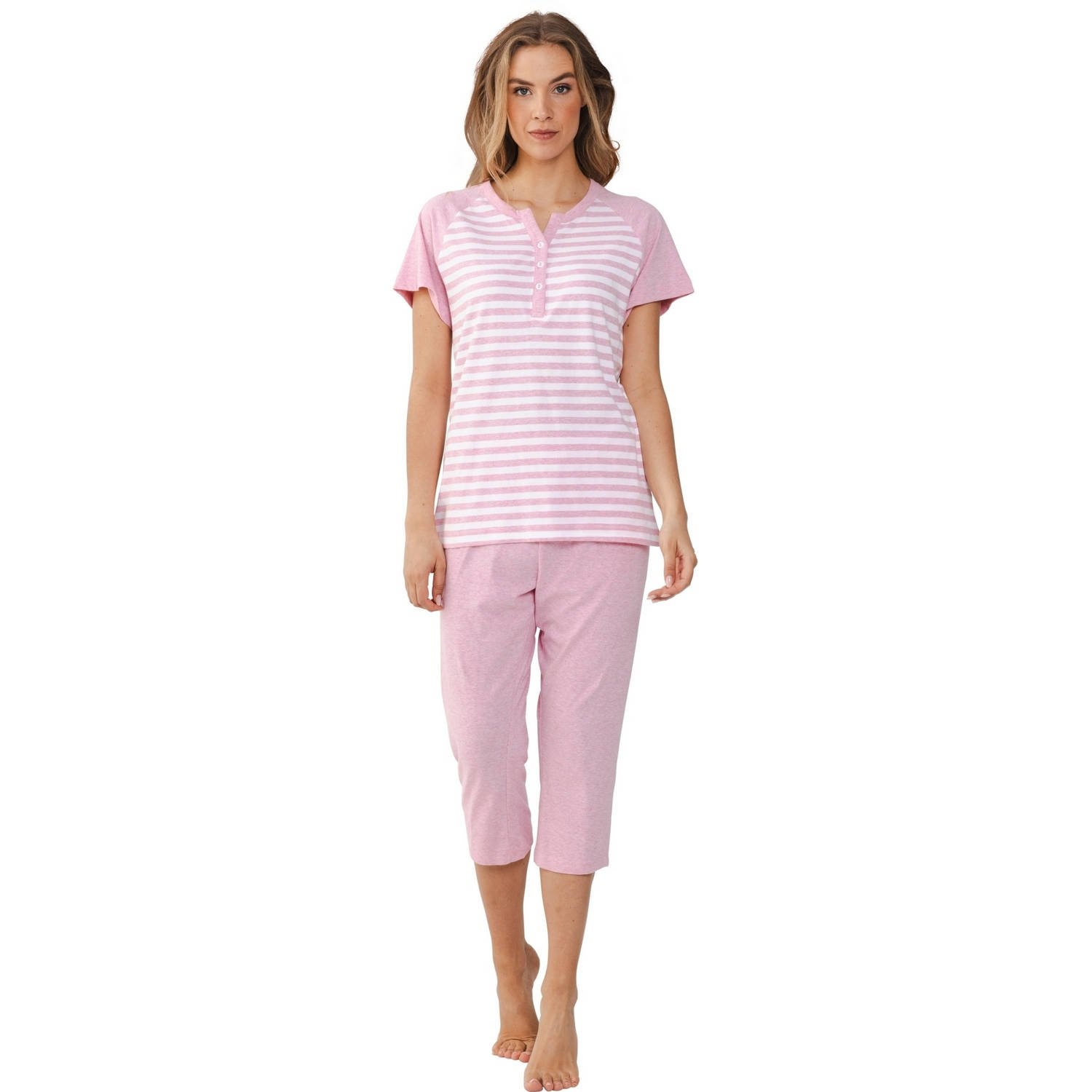 Pastunette pyjama lichtroze wit