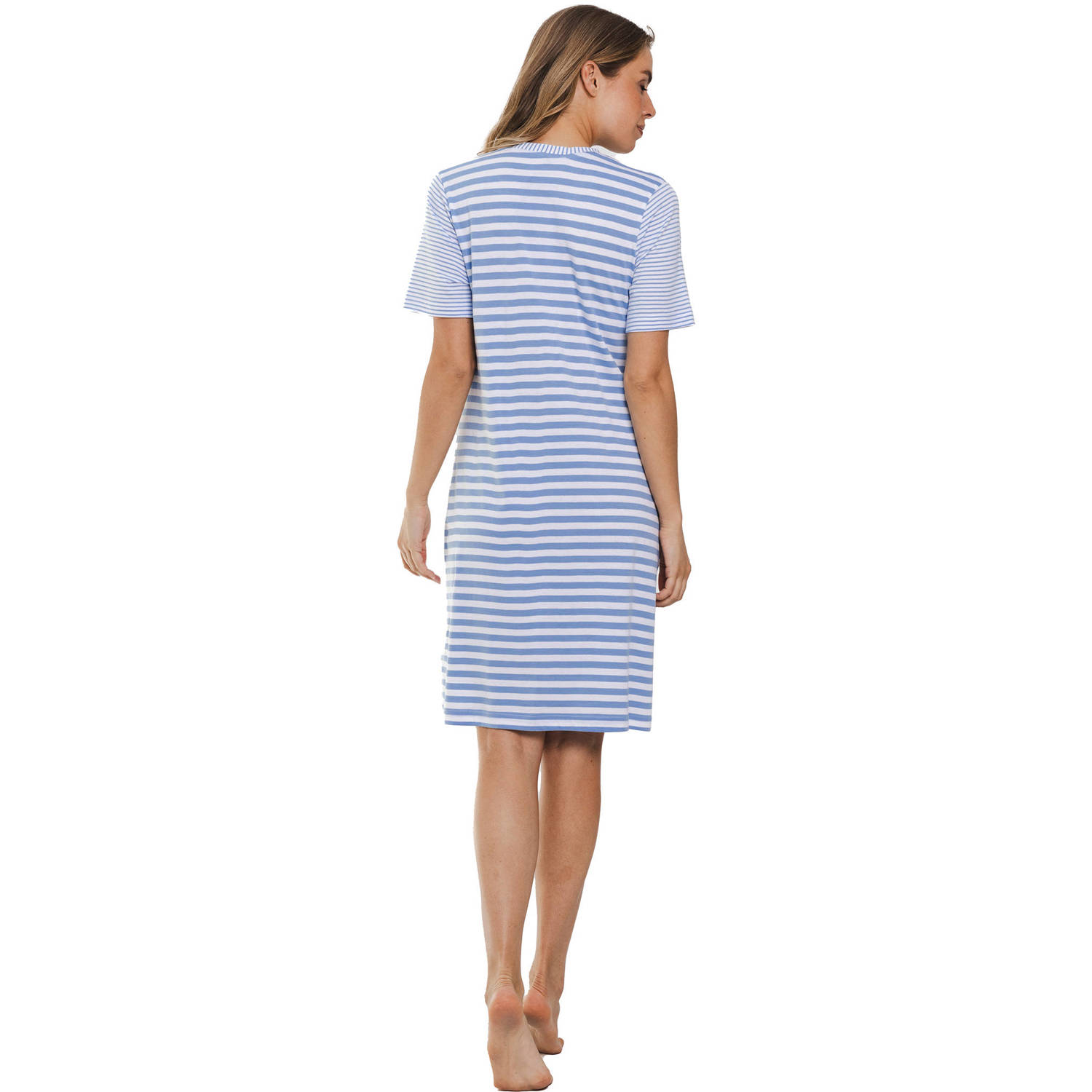 Pastunette nachthemd blauw wit