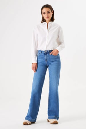 wide leg jeans light blue denim