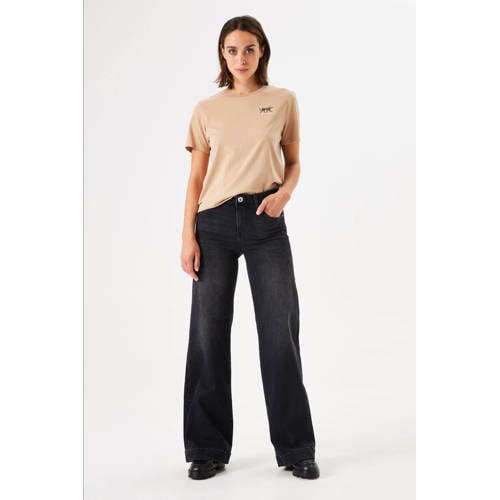 Garcia high waist wide leg jeans black denim afbeelding