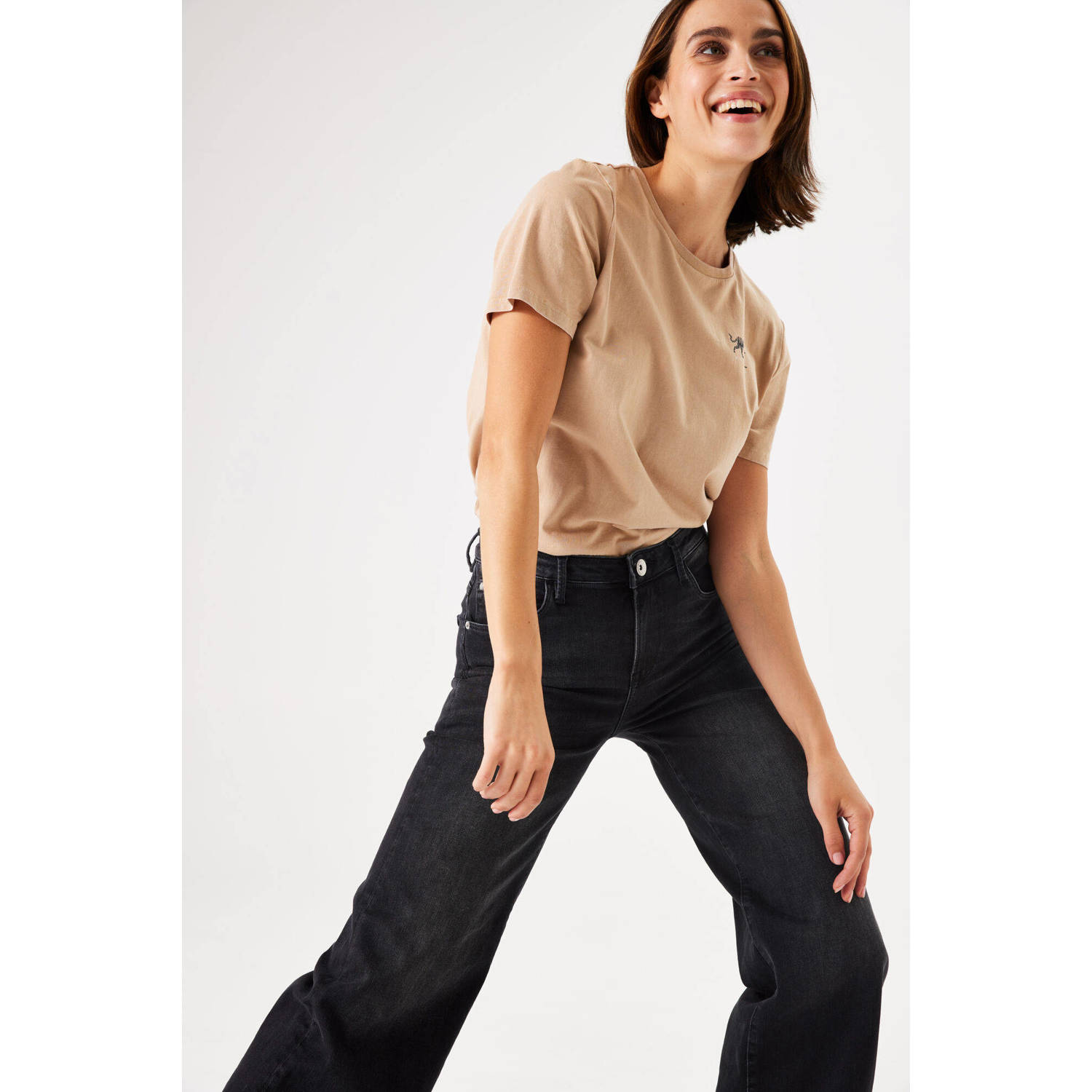 Garcia high waist wide leg jeans black denim