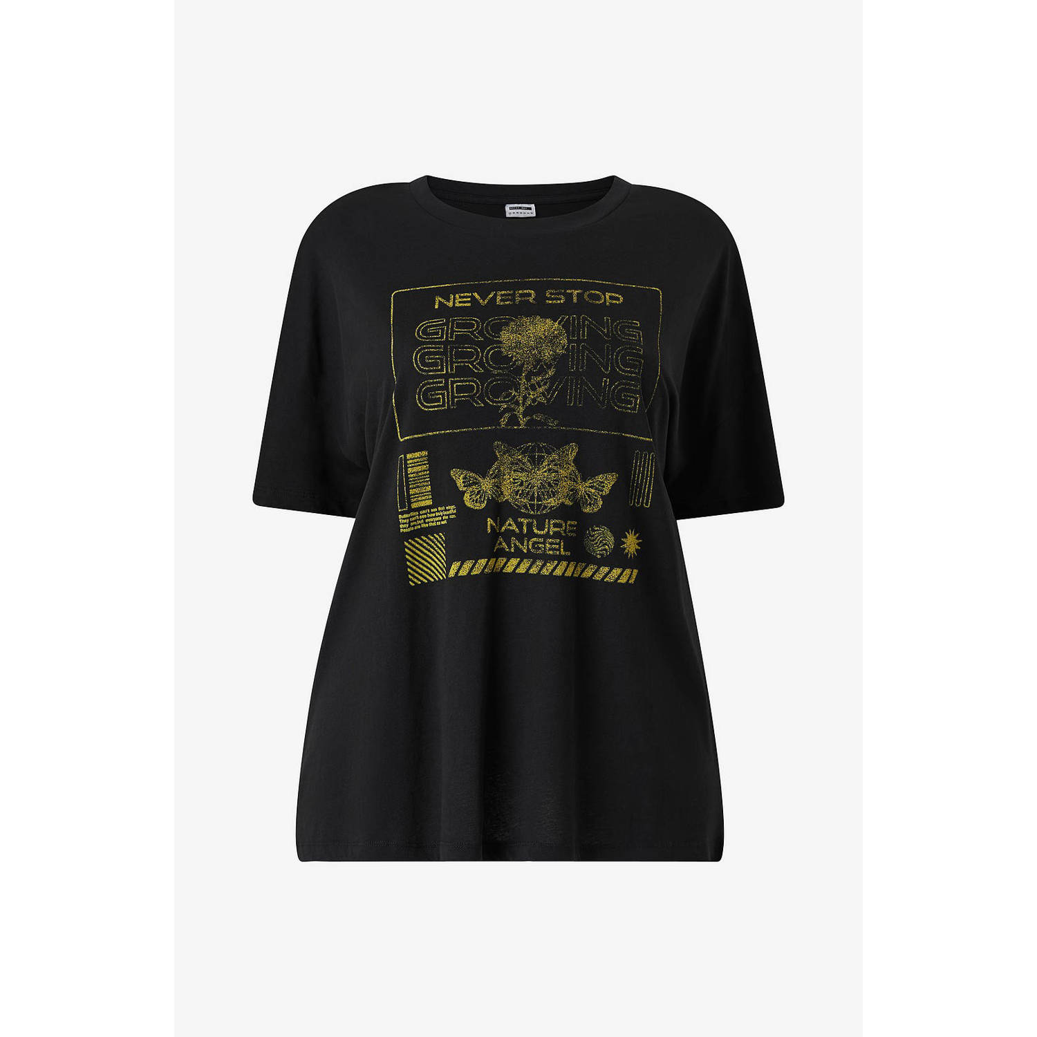 NOISY MAY Curve T-shirt NMIDA met printopdruk zwart