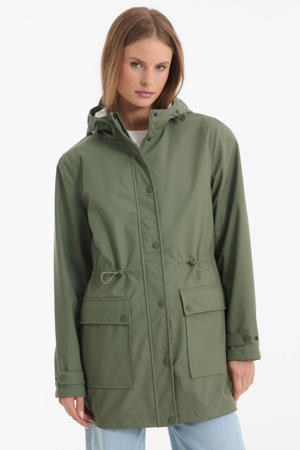 regenjas met capuchon khaki
