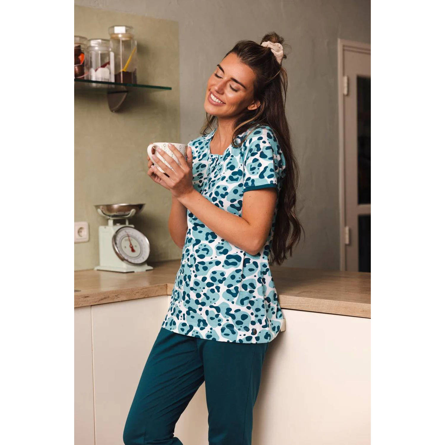 Rebelle pyjama lichtblauw wit petrol