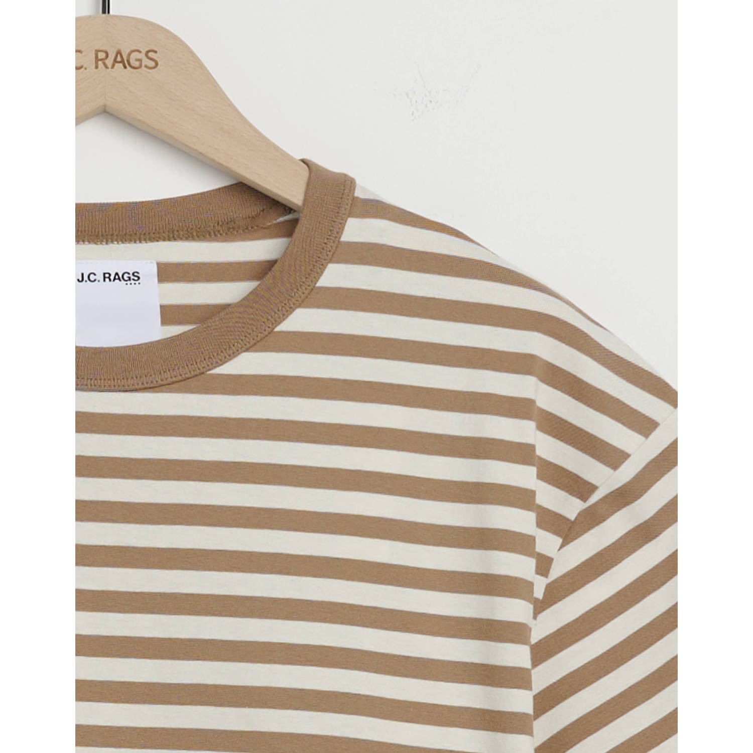 J.C. Rags gestreept regular fit T-shirt Johnny toasted coconut