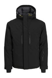 thumbnail: Zwarte heren JACK & JONES ski-jack van softshell materiaal met effen, capuchon en rits met windvanger