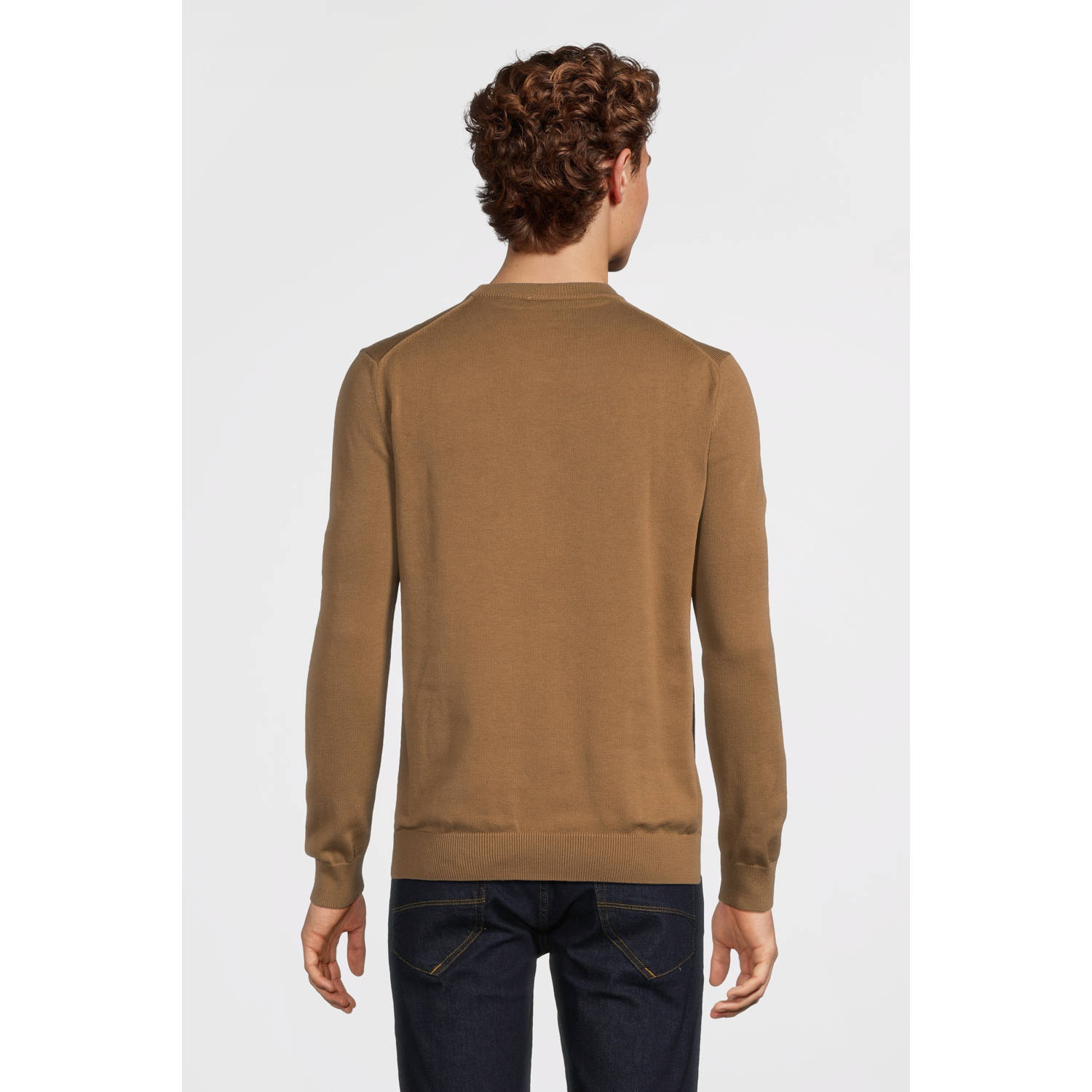 Lacoste fijngebreide trui met logo bruin