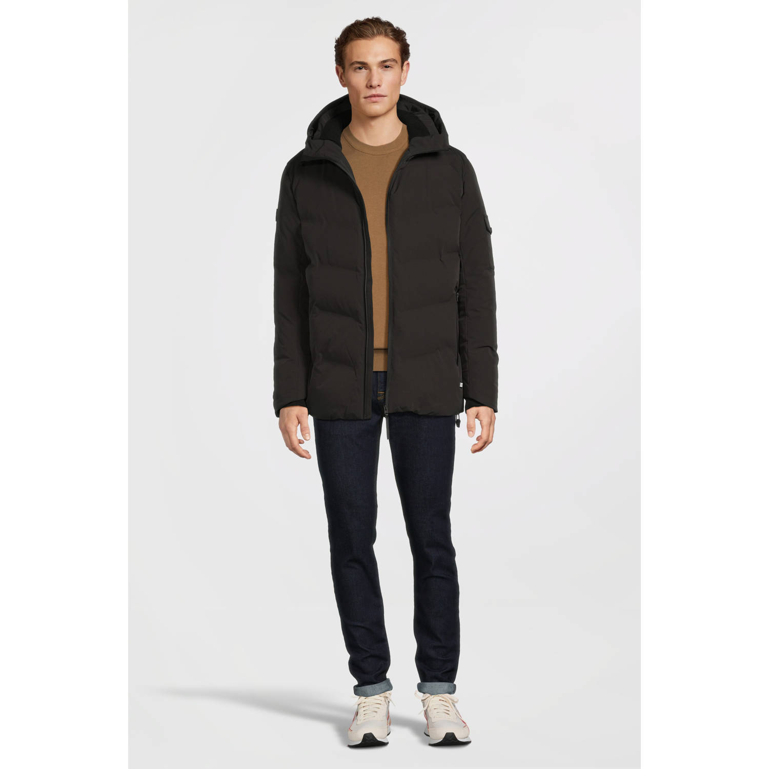Lacoste fijngebreide trui met logo bruin