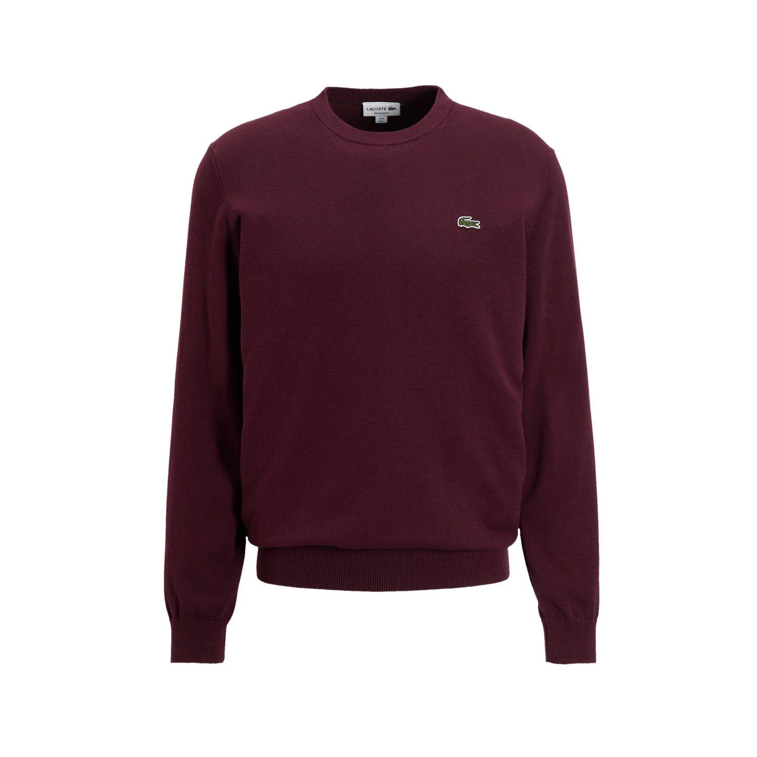 Lacoste fijngebreide trui met logo donkerrood