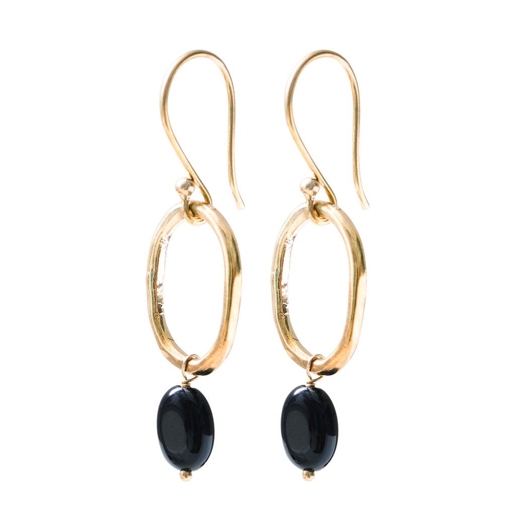 A Beautiful Story oorbellen Graceful Zwarte Onyx goudkleurig