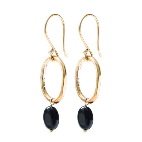 A Beautiful Story oorbellen Graceful Zwarte Onyx goudkleurig afbeelding