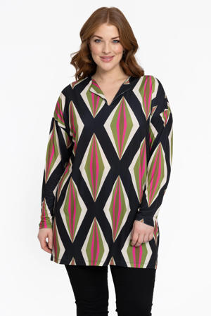 top DOLCE met all over print zwart/roze/groen