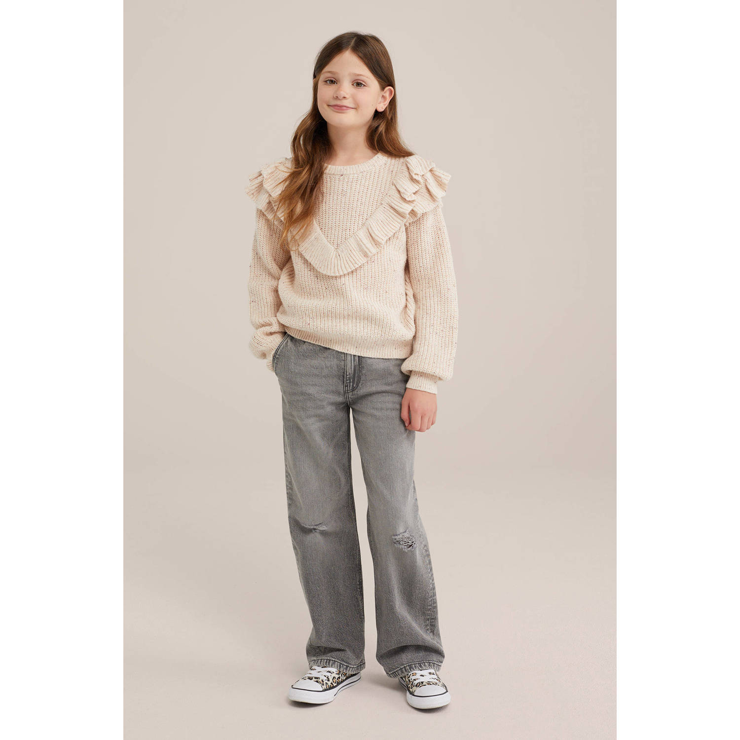 WE Fashion high waist straight fit jeans grey denim