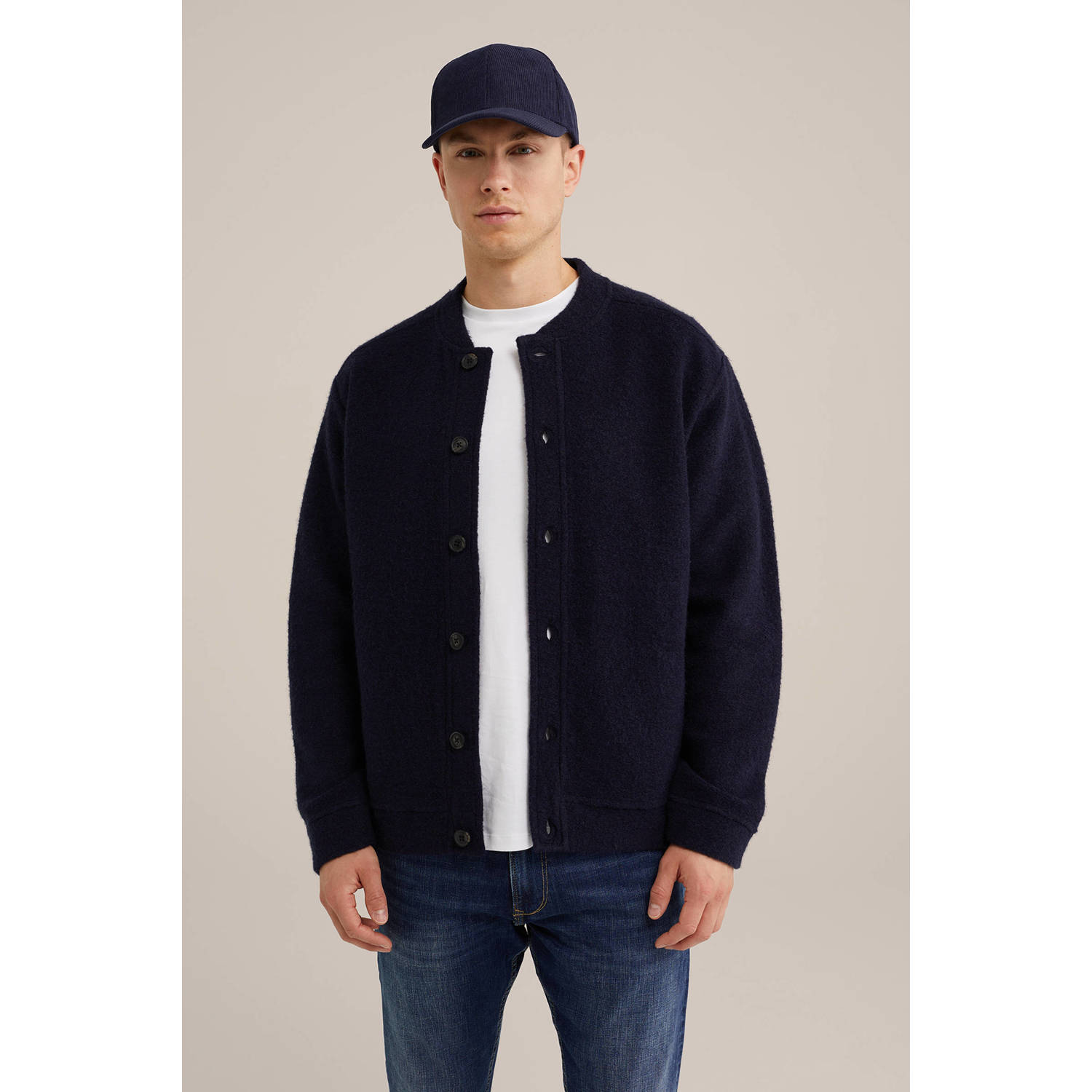 WE Fashion Blue Ridge gebreid vest donkerblauw