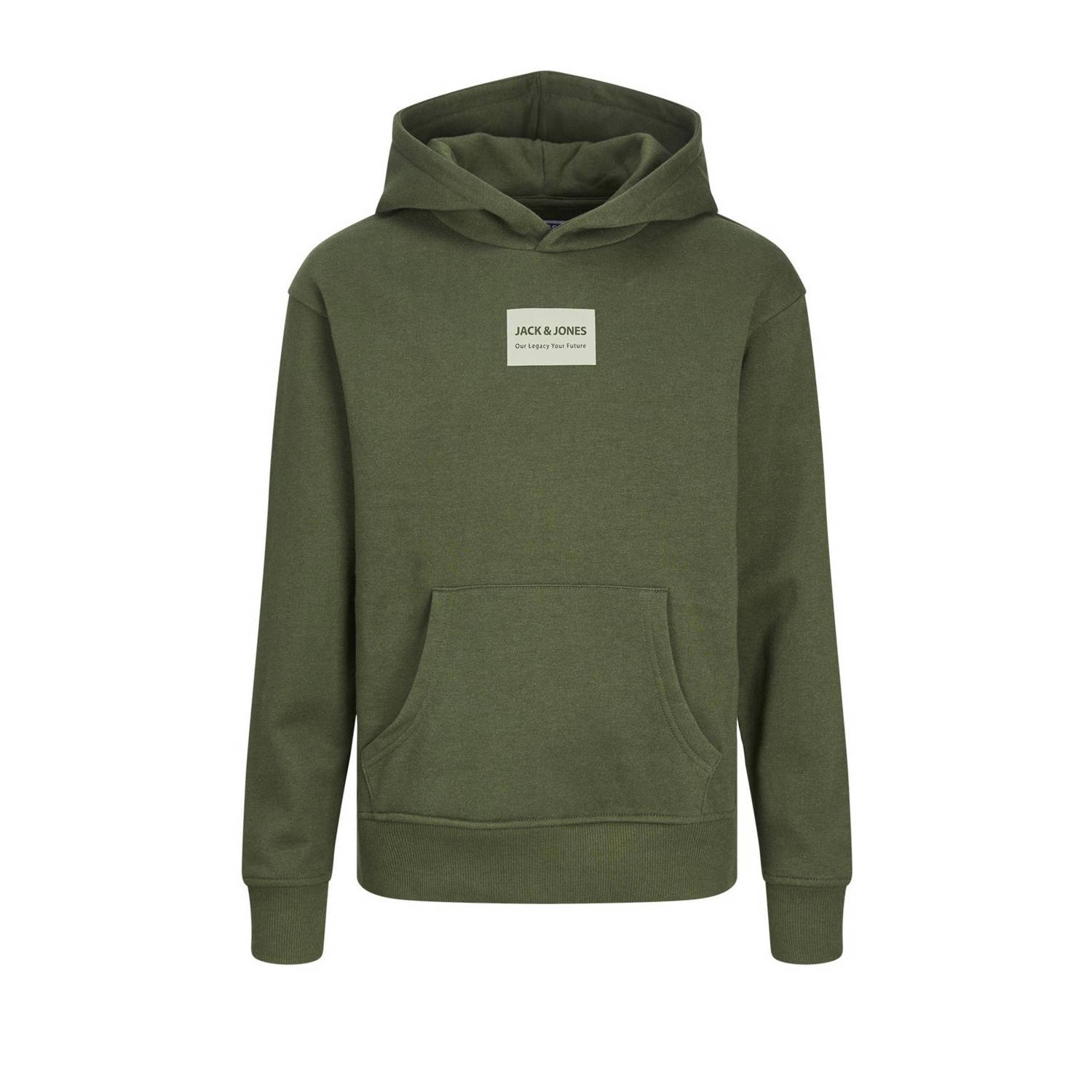 JACK & JONES JUNIOR hoodie JJHAKKAI met printopdruk armygroen