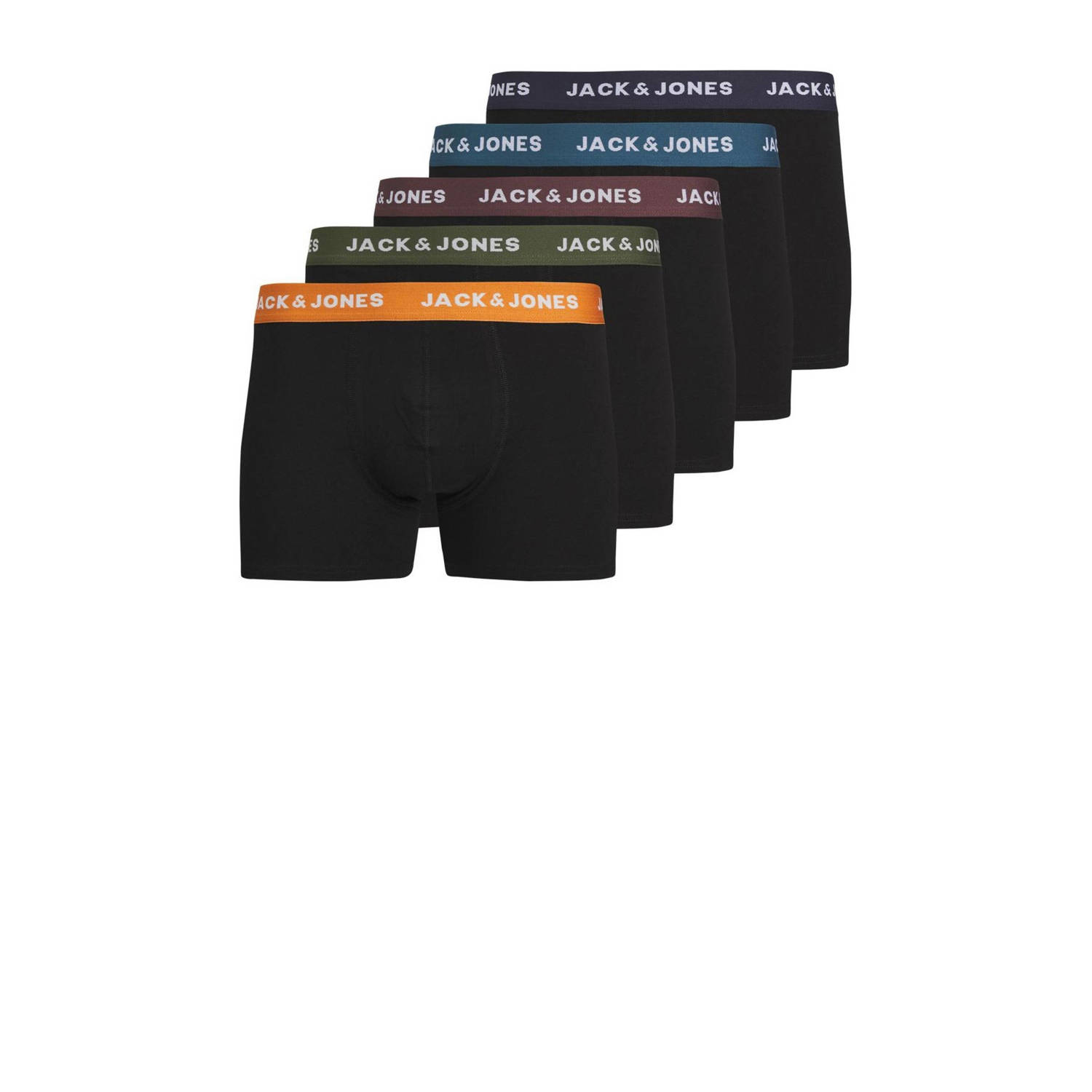 JACK & JONES JUNIOR boxershort JACOLIVER SOLID set van 5 zwart multicolor