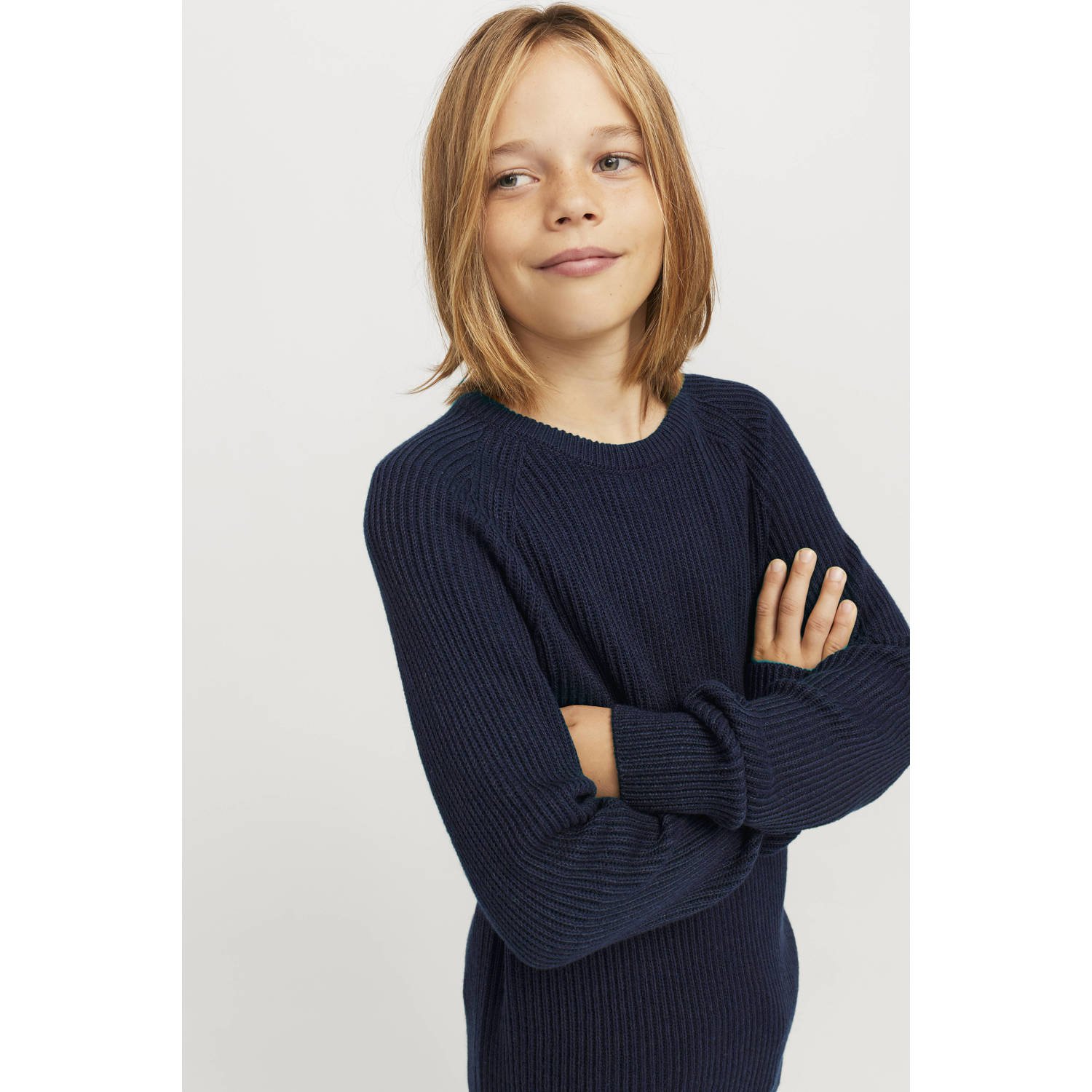 Jack & Jones Junior Gebreide trui JJPANNEL KNIT CREW NECK AW24 JNR