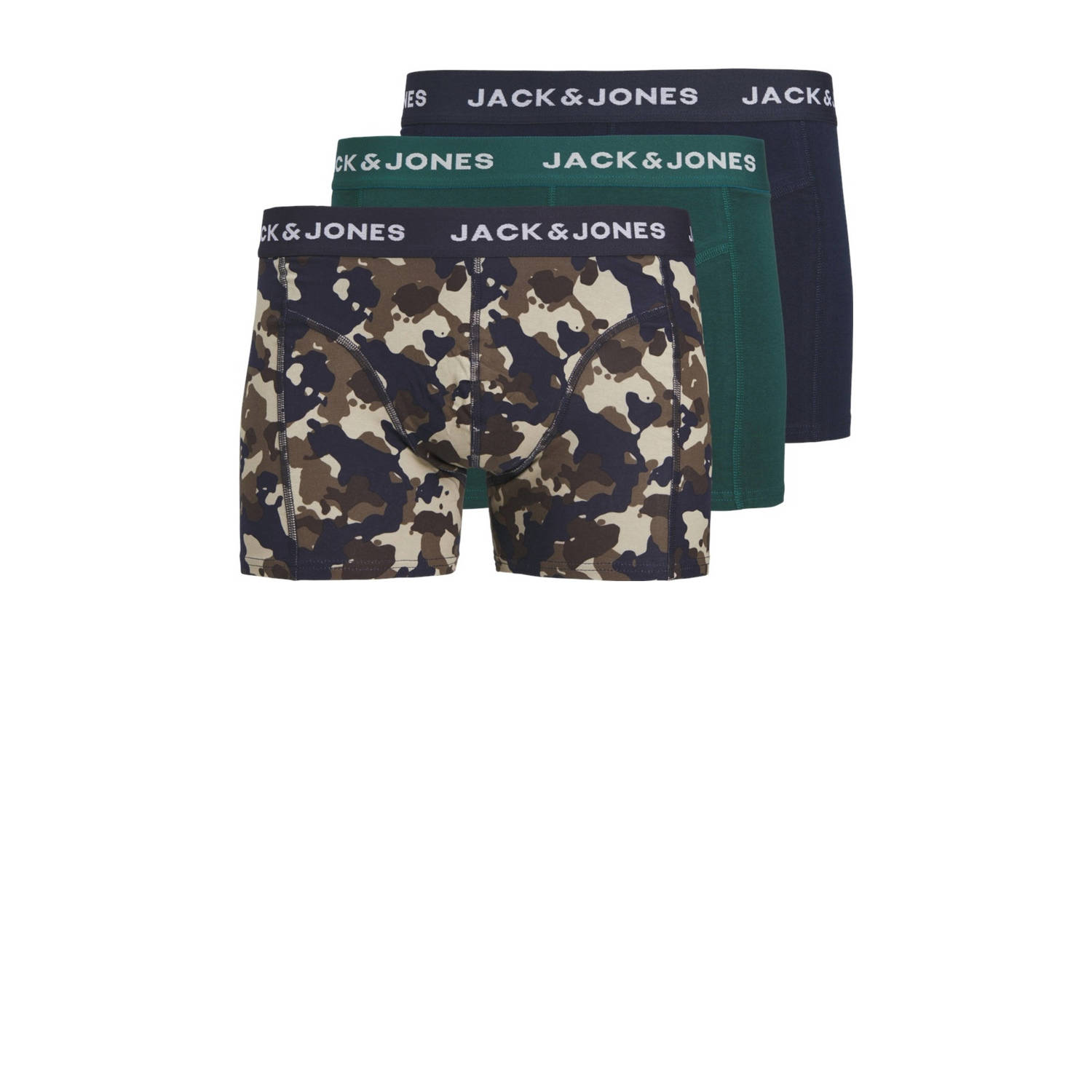 JACK & JONES JUNIOR boxershort JACCAMOFLAGE -set van 3 donkerblauw groen