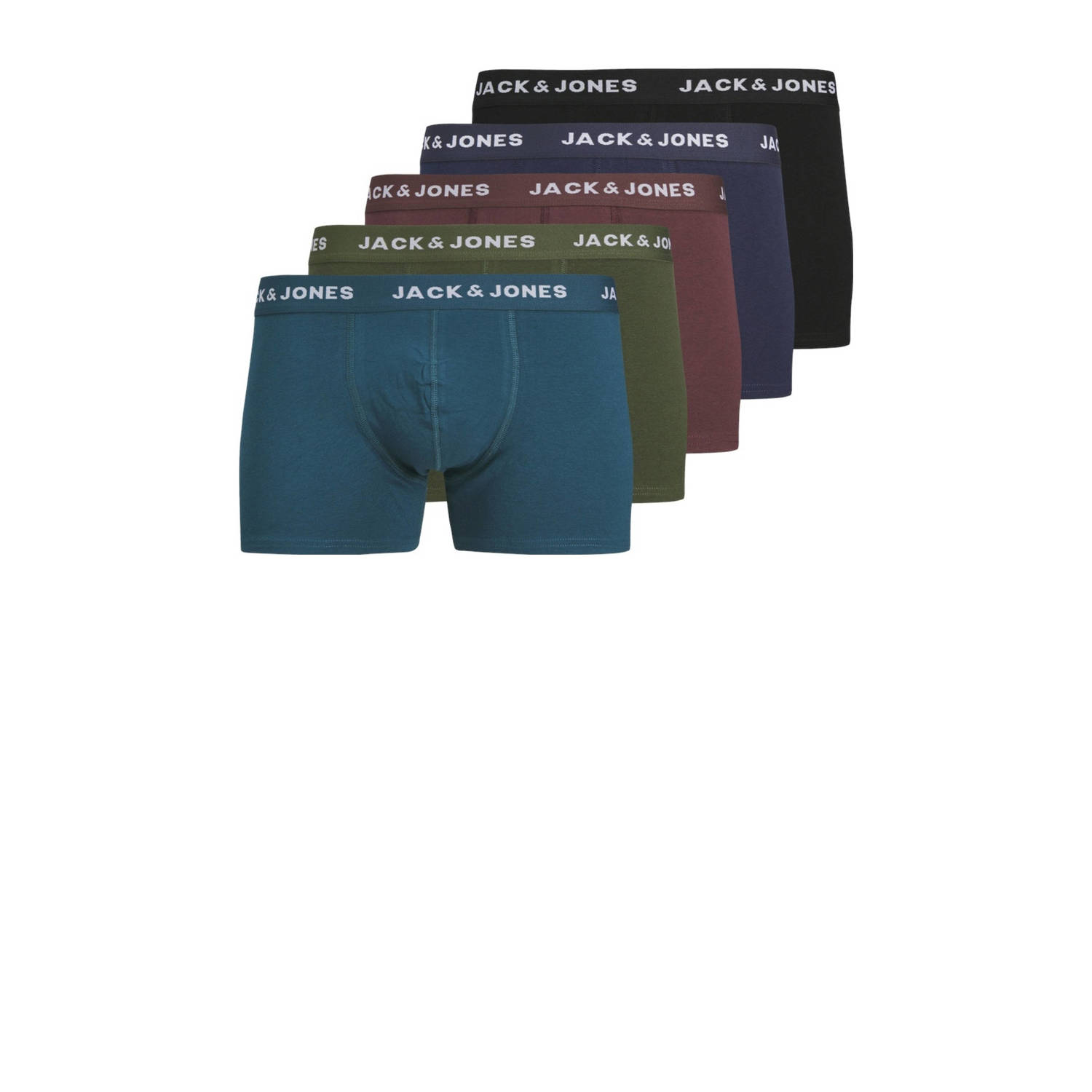 JACK & JONES JUNIOR boxershort JACTEO SOLID set van 5 blauw multicolor