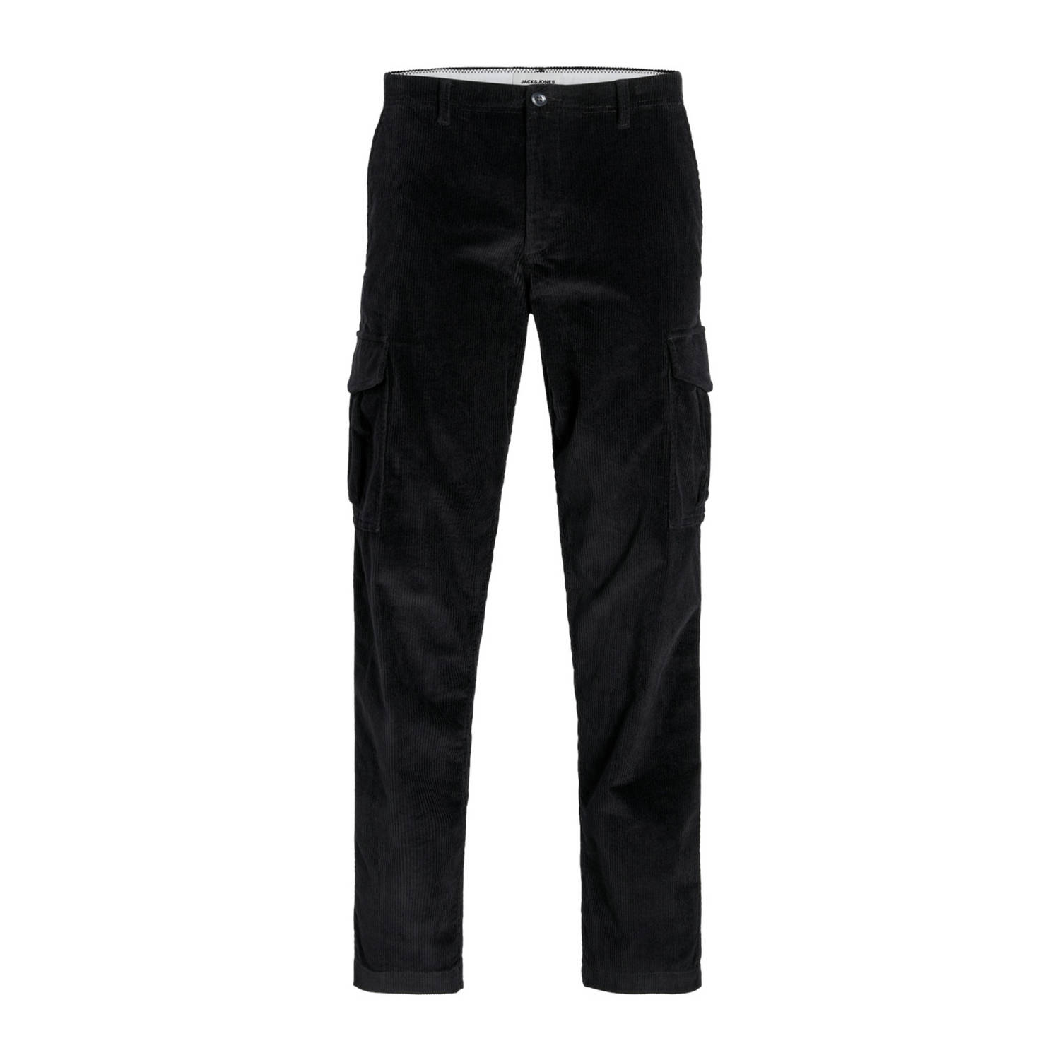 JACK & JONES JUNIOR corduroy relaxed cargobroek JPSTKANE JJBASIC zwart
