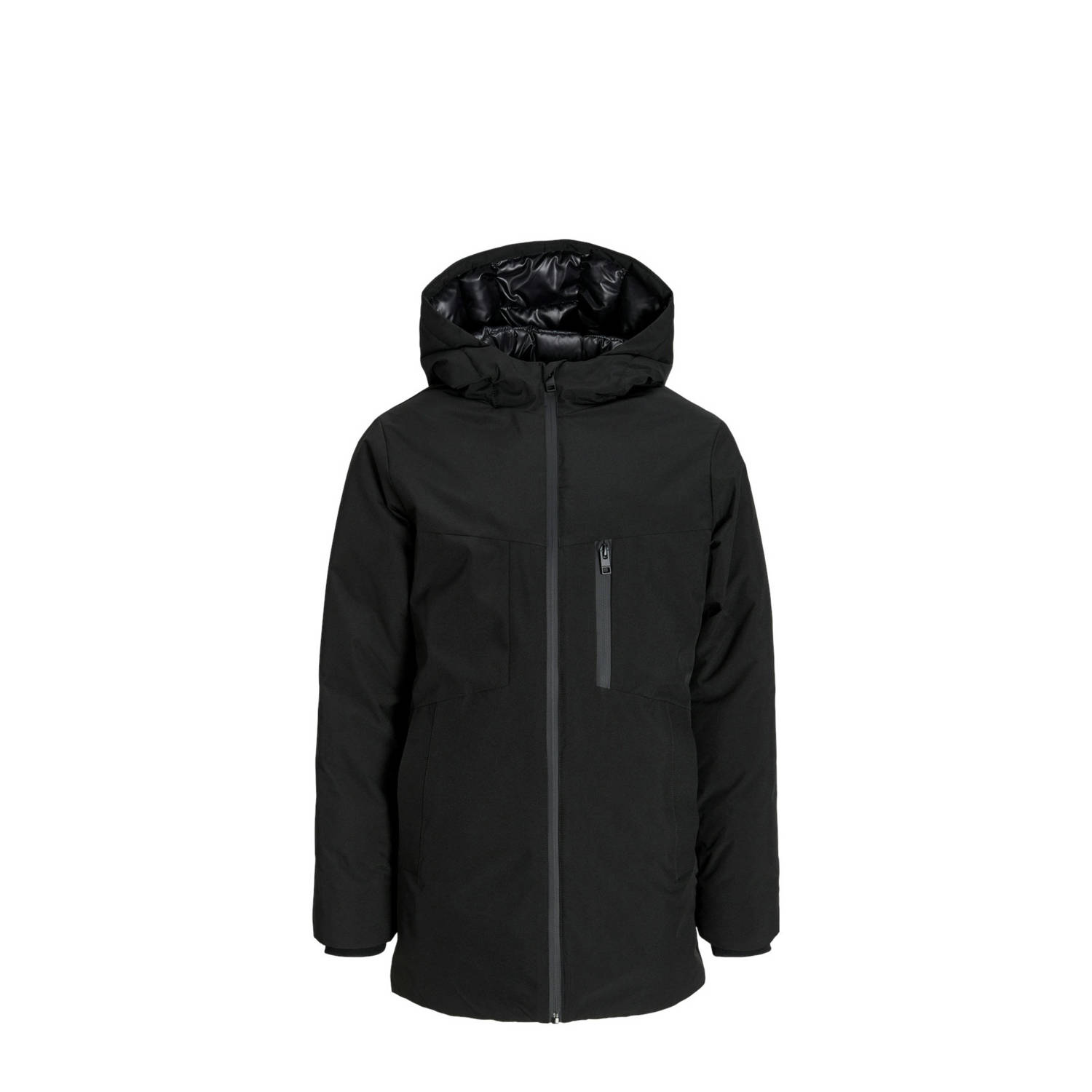 JACK & JONES JUNIOR gewatteerde winterjas JJPAYNE zwart