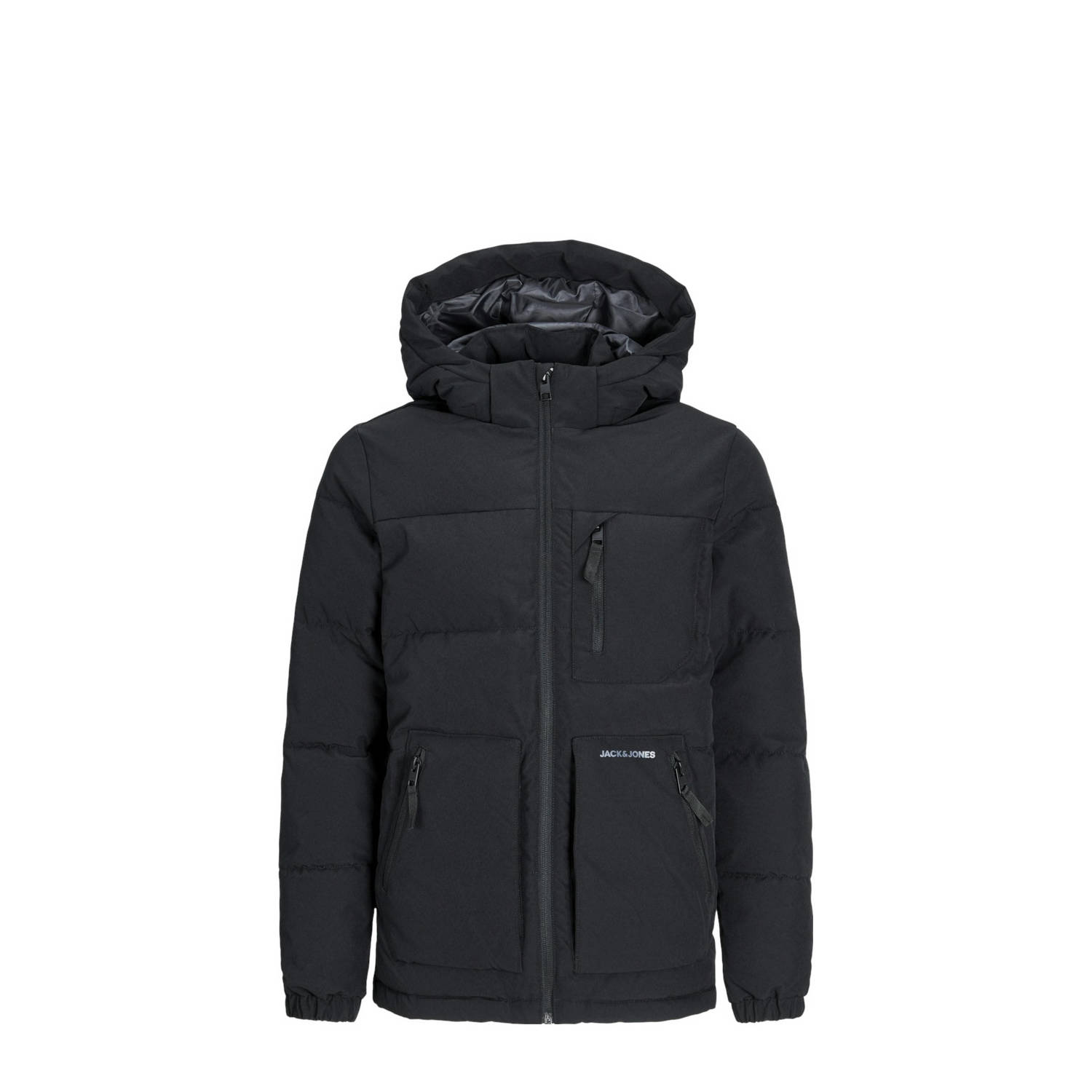 JACK & JONES JUNIOR gewatteerde winterjas JJEOTTO zwart