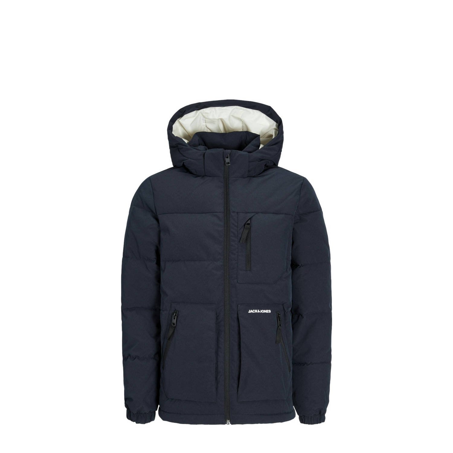 JACK & JONES JUNIOR gewatteerde winterjas JJEOTTO donkerblauw