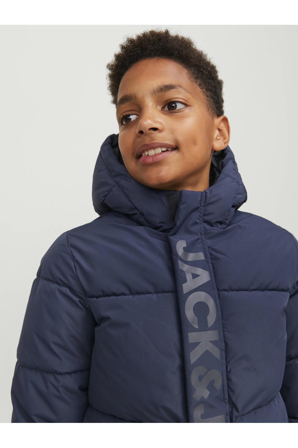 JACK & JONES JUNIOR gewatteerde winterjas JCOSPEED donkerblauw
