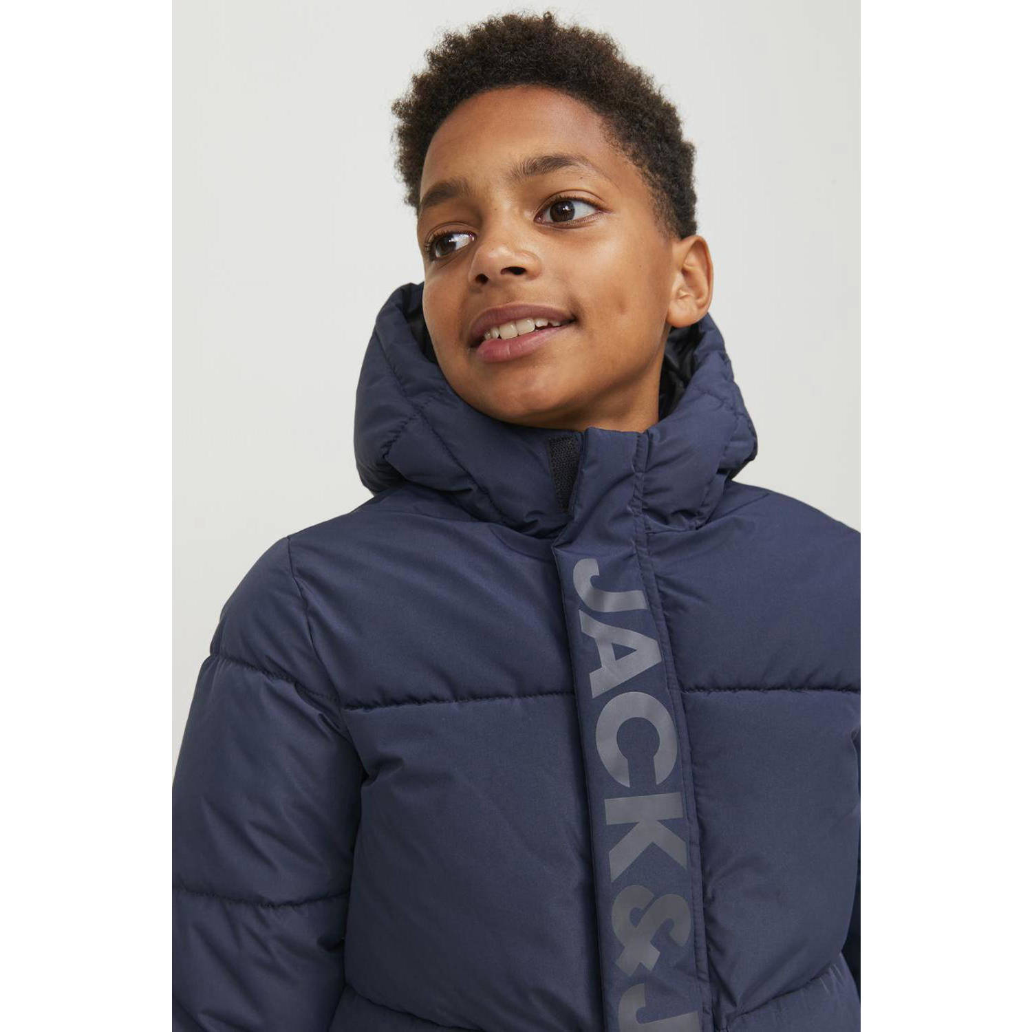 JACK & JONES JUNIOR gewatteerde winterjas JCOSPEED donkerblauw