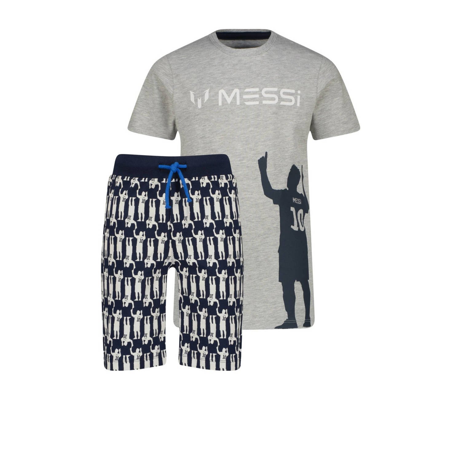 Messi shortama Silhouette met printopdruk grijs melange zwart