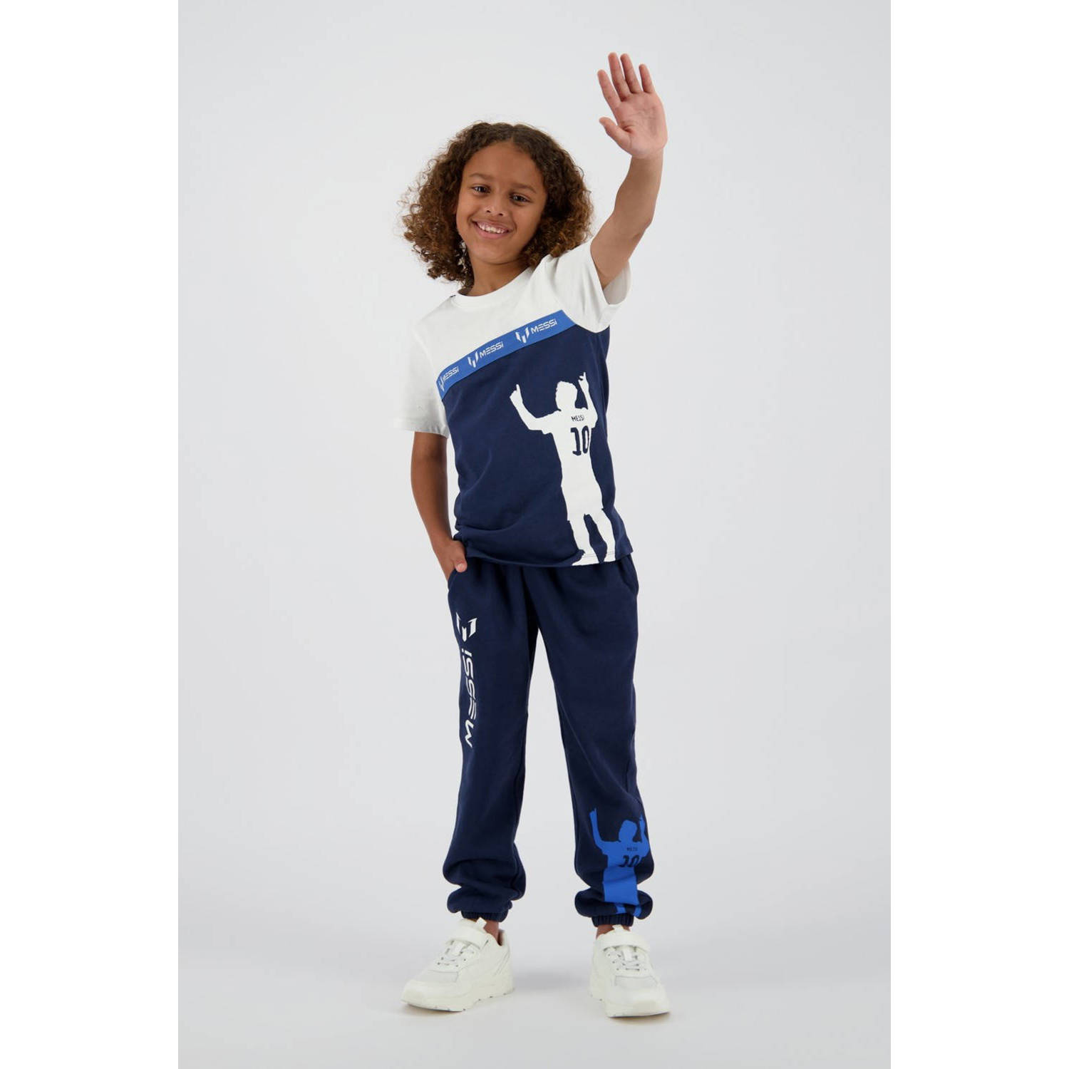 Messi loose fit joggingbroek Silhouette met printopdruk donkerblauw