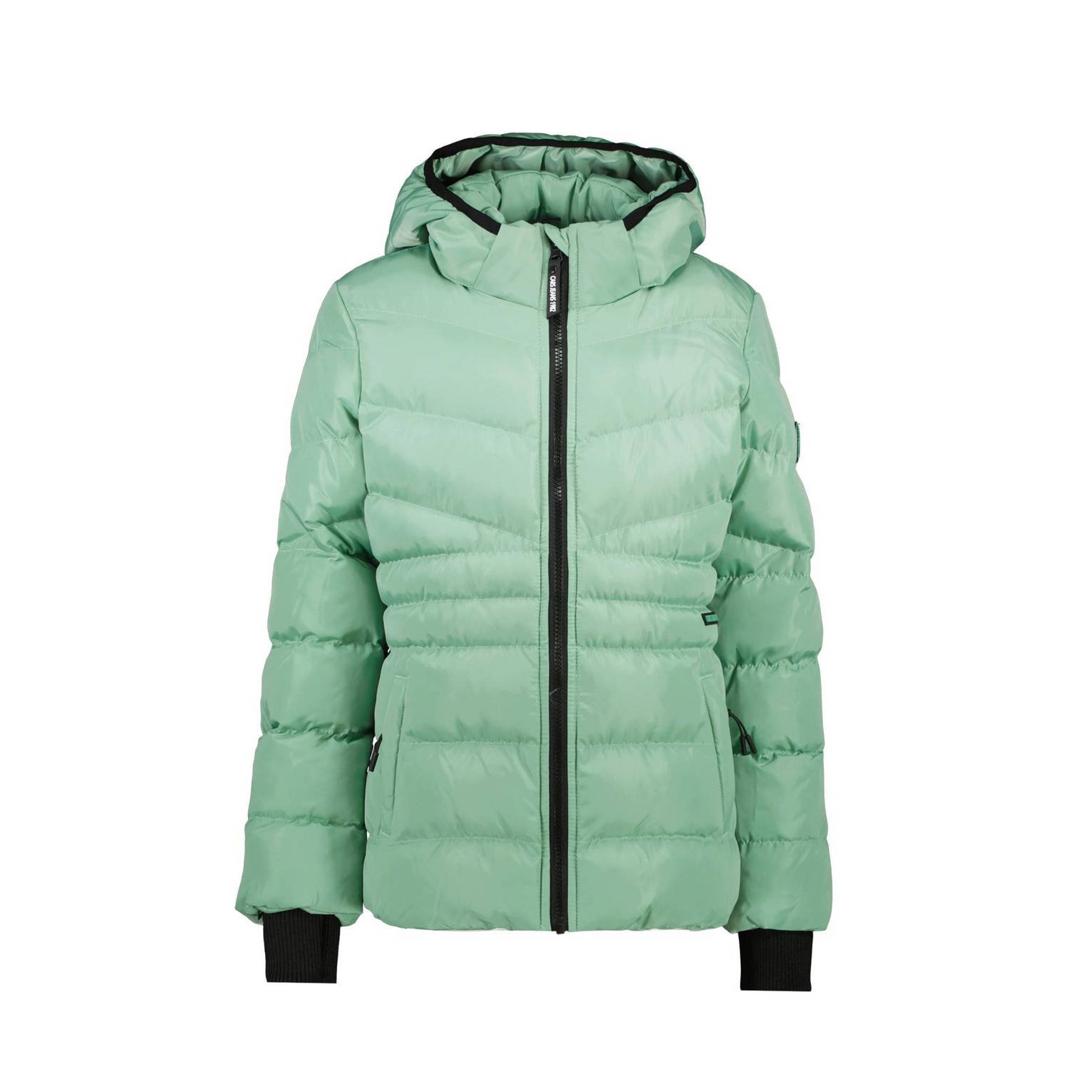 Cars gewatteerde winterjas ISRA mintgroen Meisjes Polyester Capuchon Effen 128