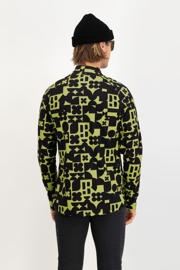 thumbnail: Groen en zwarte heren Poederbaas skipully Arty van polyester met lange mouwen, opstaande kraag en halve rits