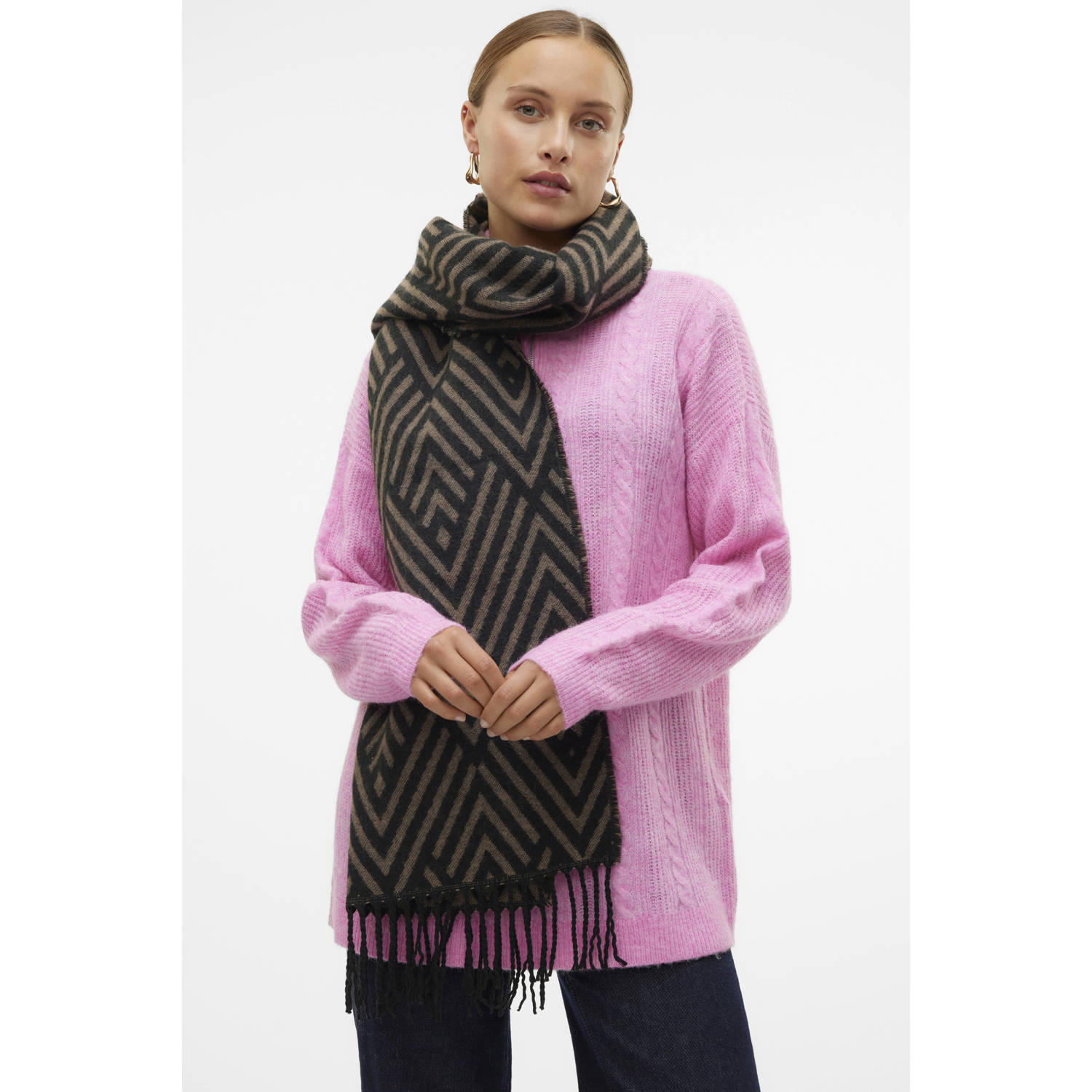 VERO MODA sjaal VMFONDA met grafische print bruin zwart