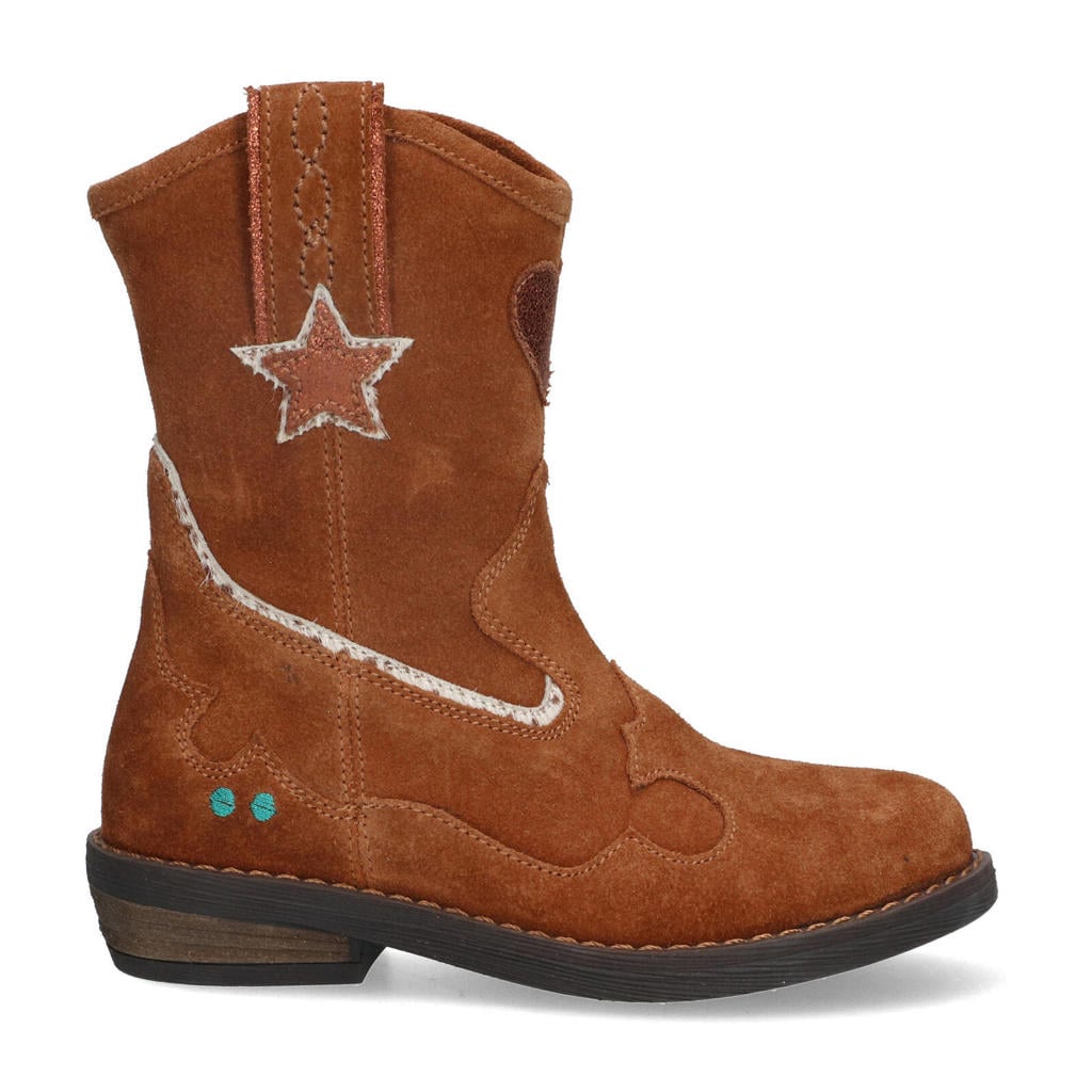Cognackleurige meisjes BunniesJR Roxy Rodeo suède cowboylaarzen met ritssluiting en effen