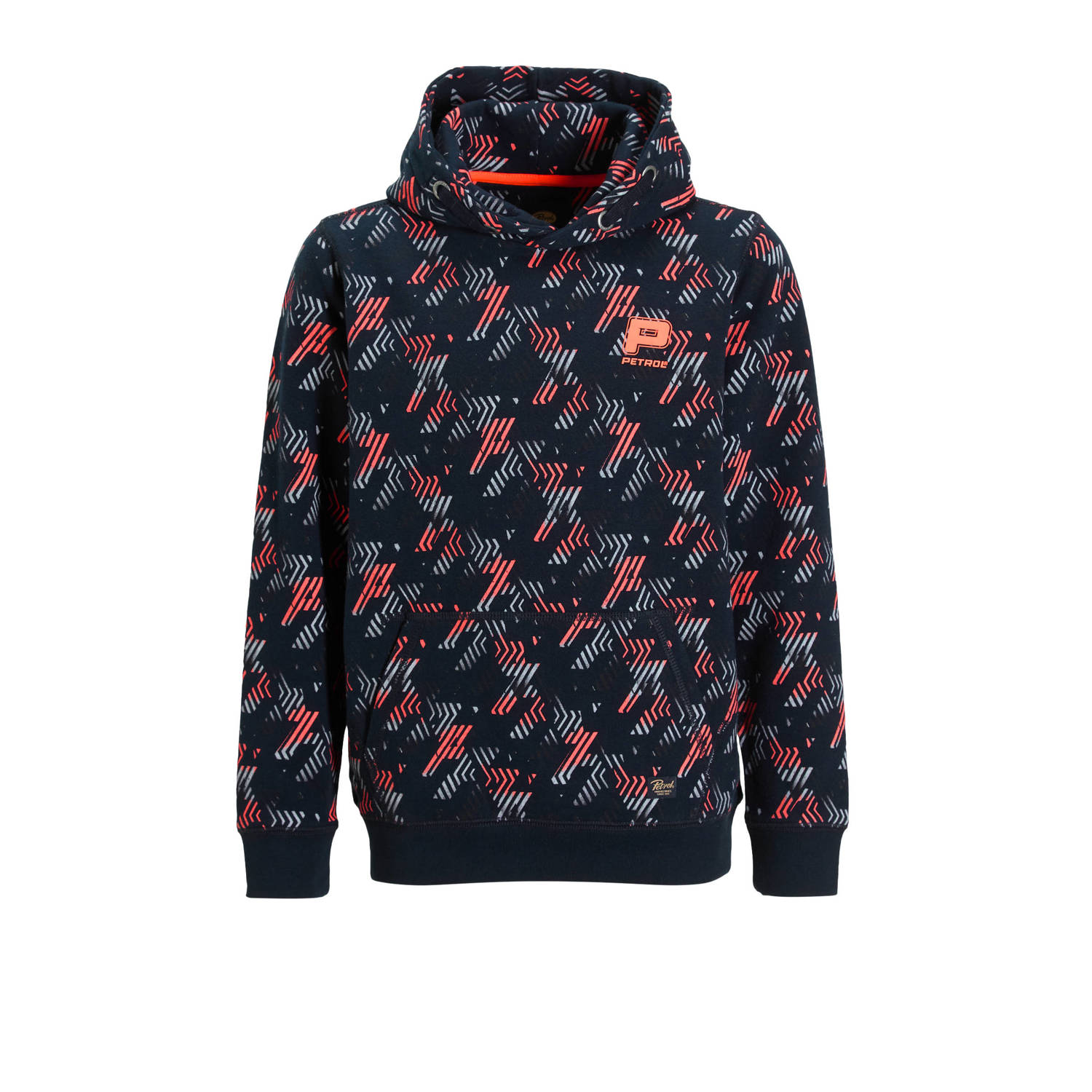 Petrol Industries hoodie donkerblauw grijs koraal