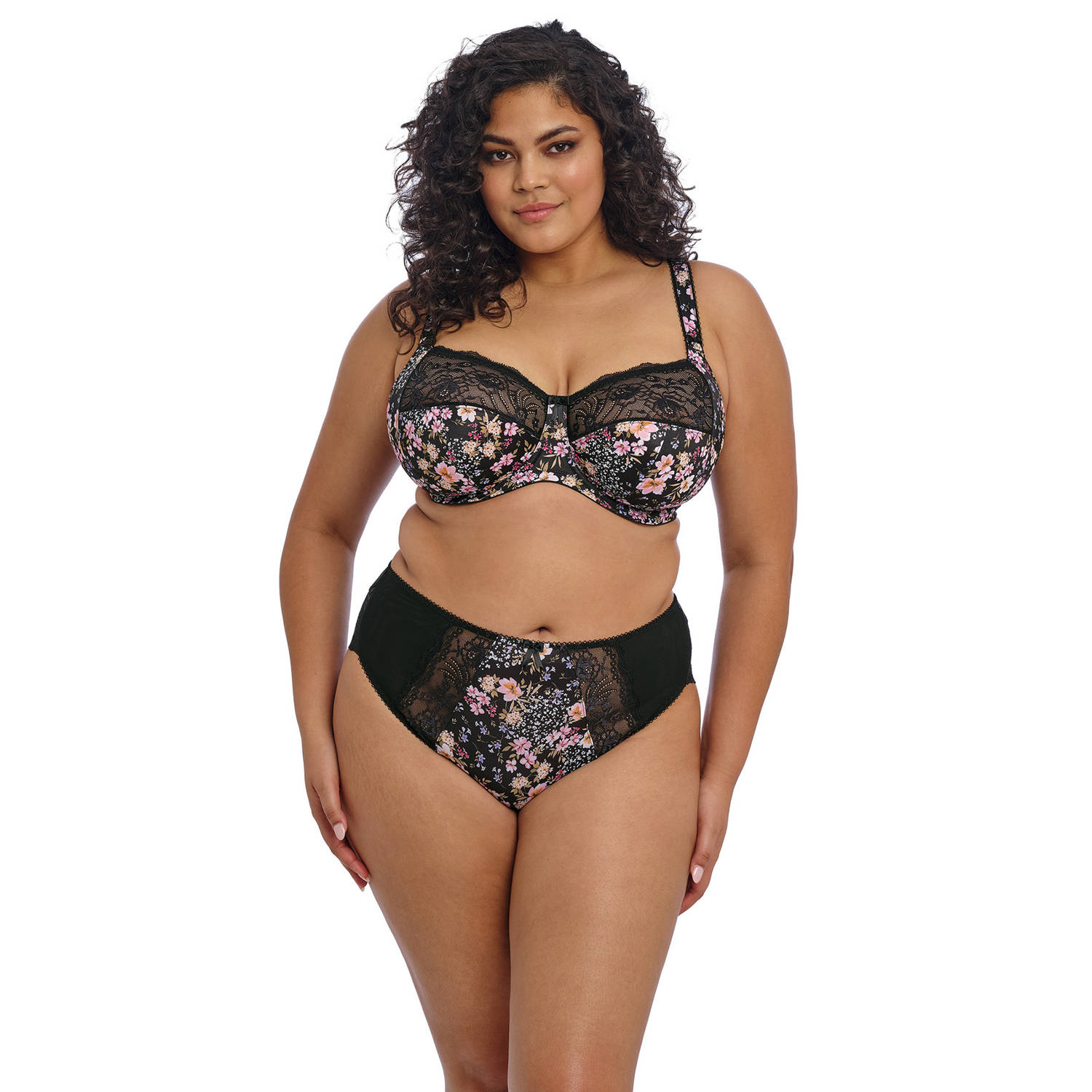 Elomi high leg slip Morgan zwart roze