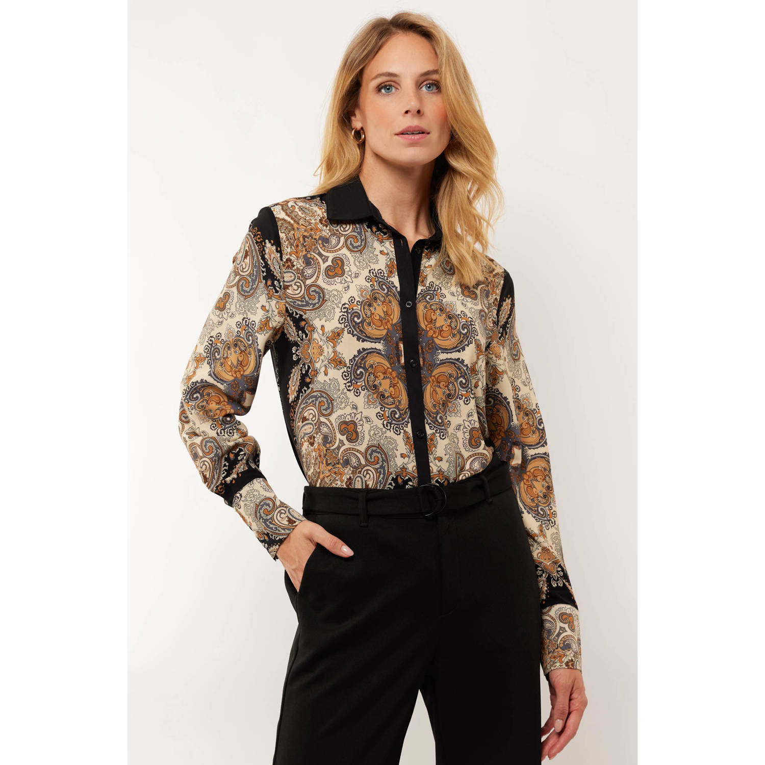 G-maxx blouse met all over print zwart multi