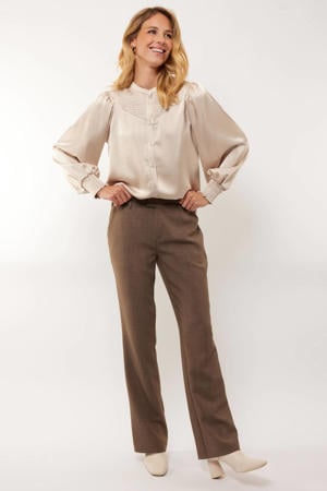 high waist bootcut pantalon Laurena van travelstof