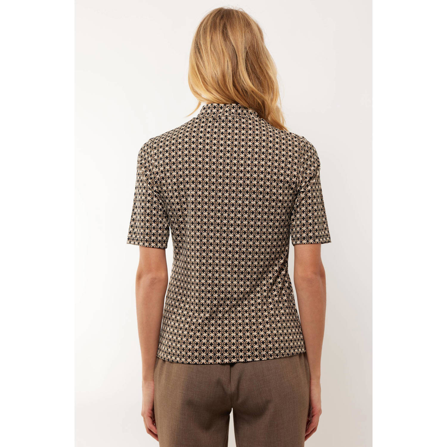 G-maxx top met grafische print zwart beige ecru