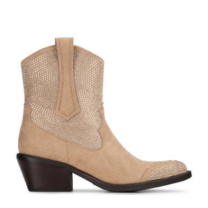 Abby beige cowboylaarzen met glitters