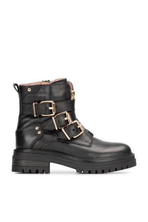 Monk  leren enkelboots zwart