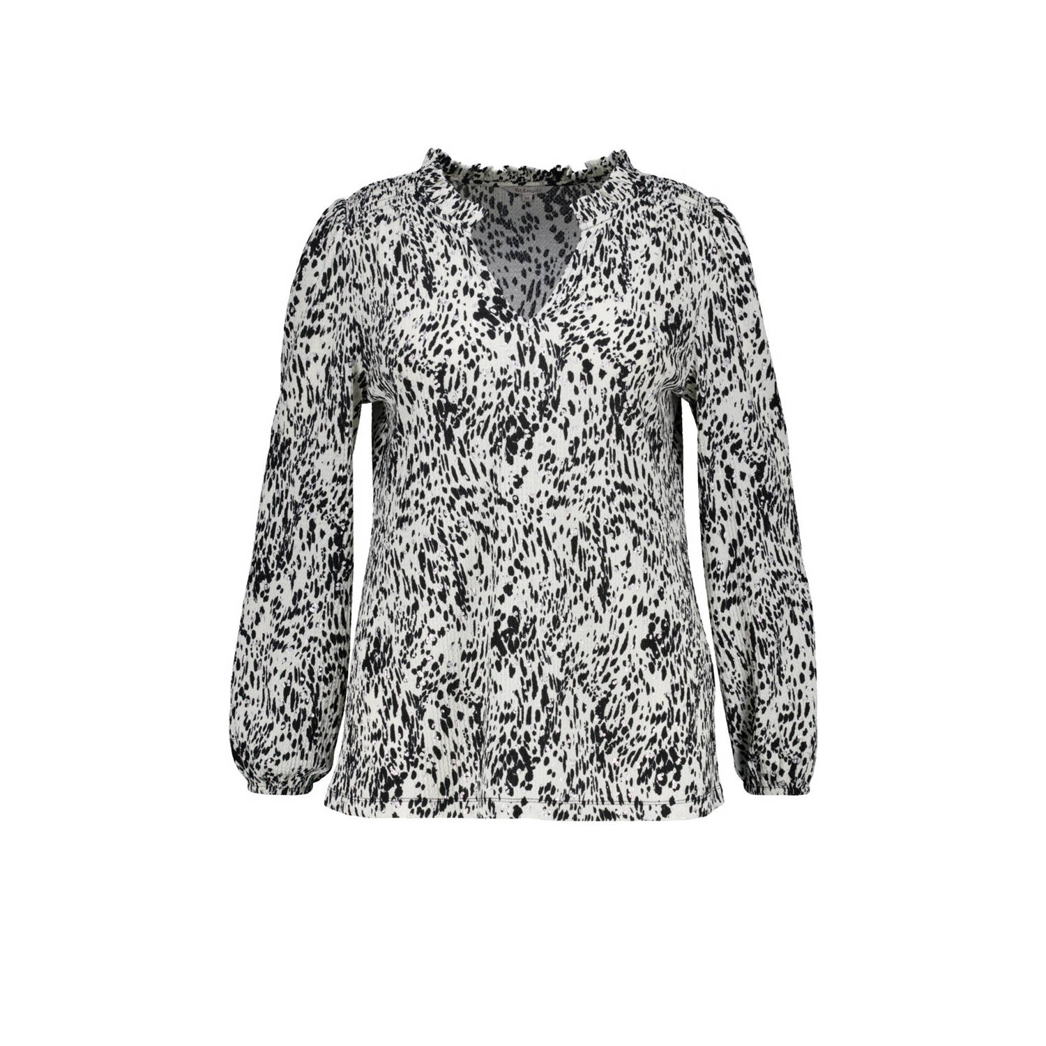 MS Mode blousetop met all over print zwart wit