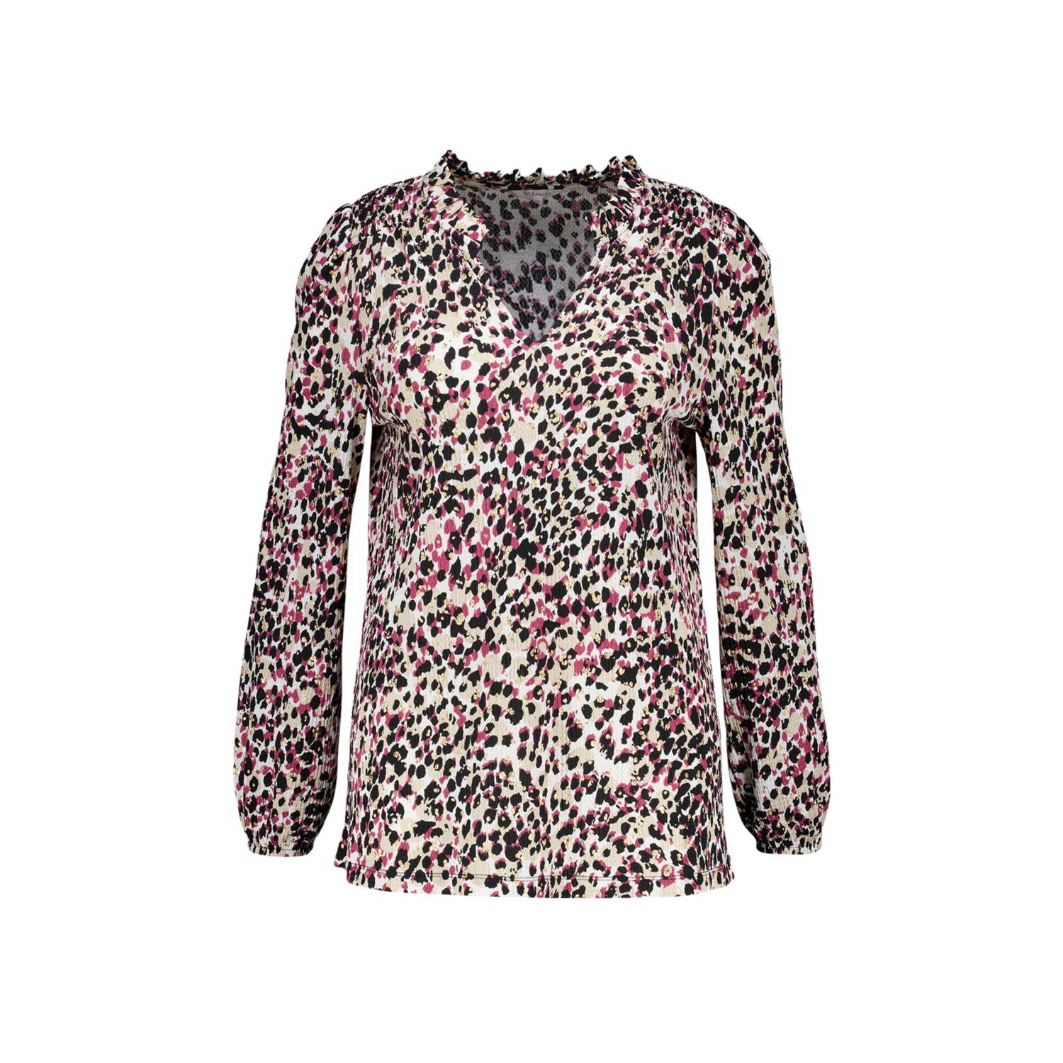 MS Mode blousetop met all over print rood wit