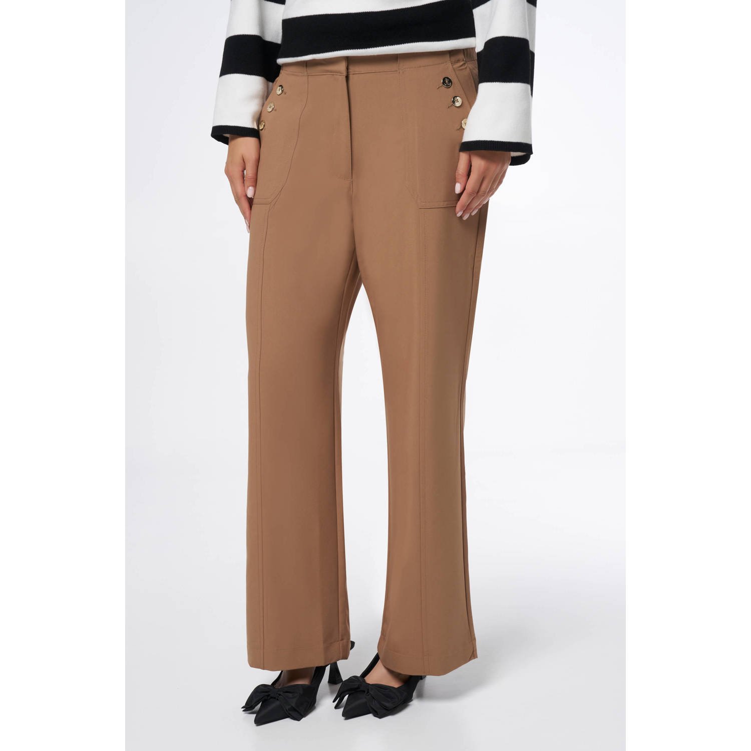 MS Mode wide leg broek camel