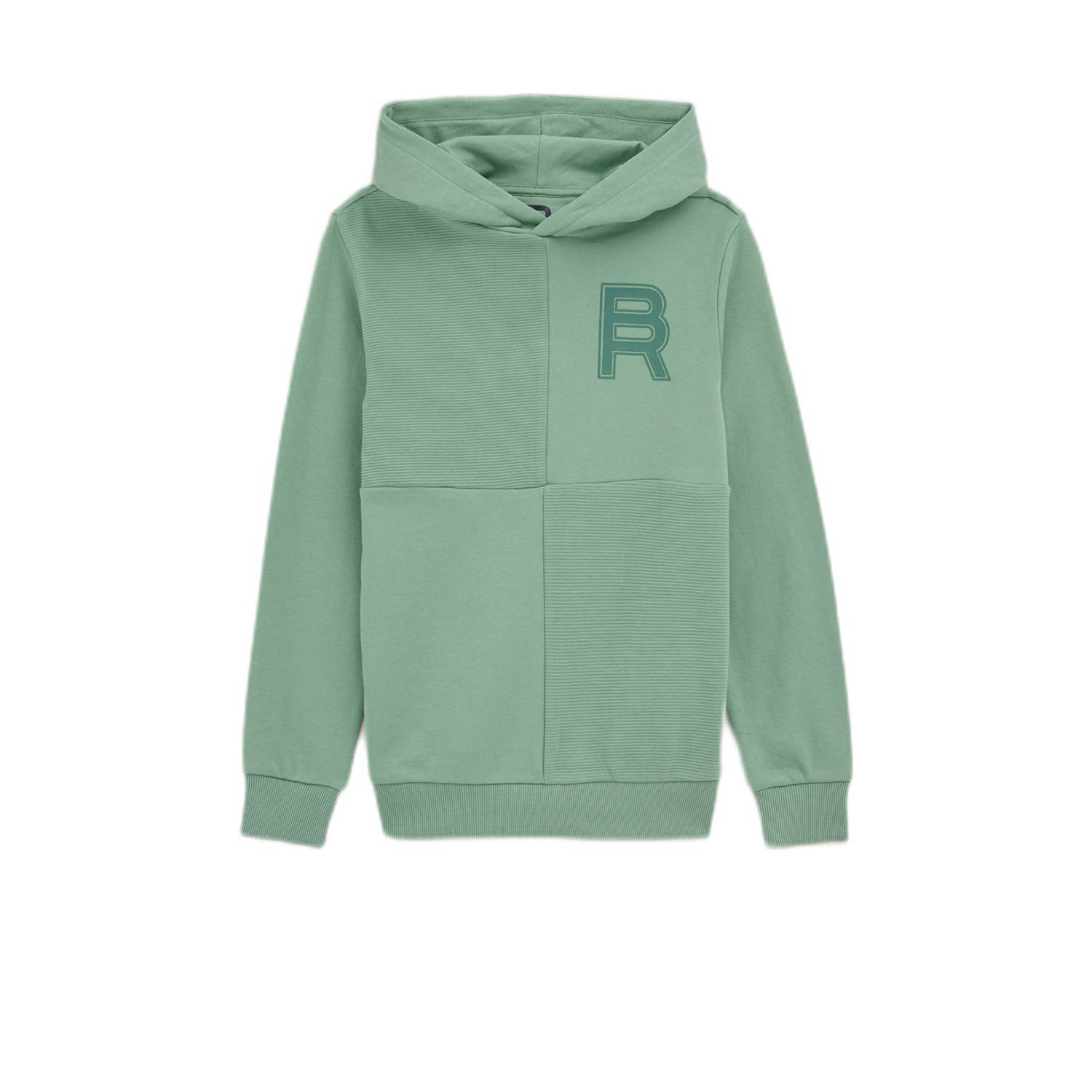 WE Fashion hoodie lichtgroen Trui Jongens Katoen Capuchon Effen 122 128