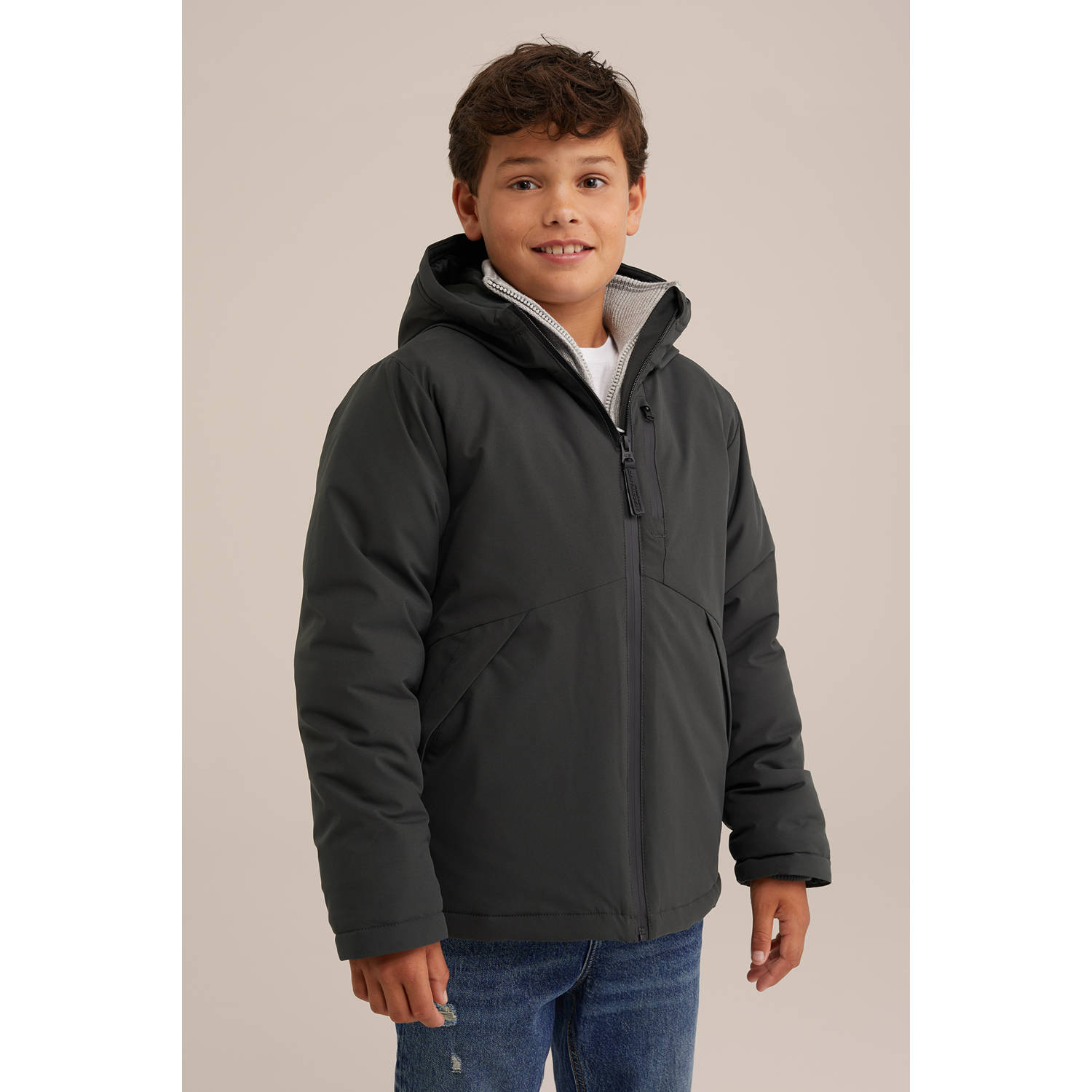 WE Fashion winterjas donkergroen
